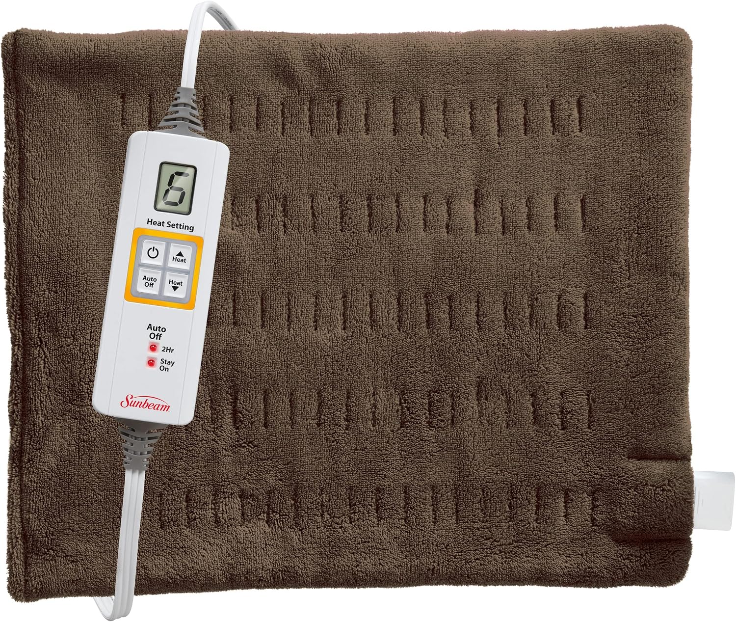 Sunbeam Premium Heating Pad with XpressHeat Technology, Standard Size, Brown