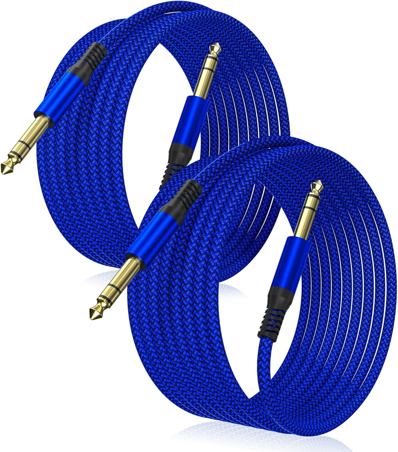 Elebase 1/4 Inch TRS Instrument Cable 10FT 2Pack,6.35mm Male Guitar Cord 3M
