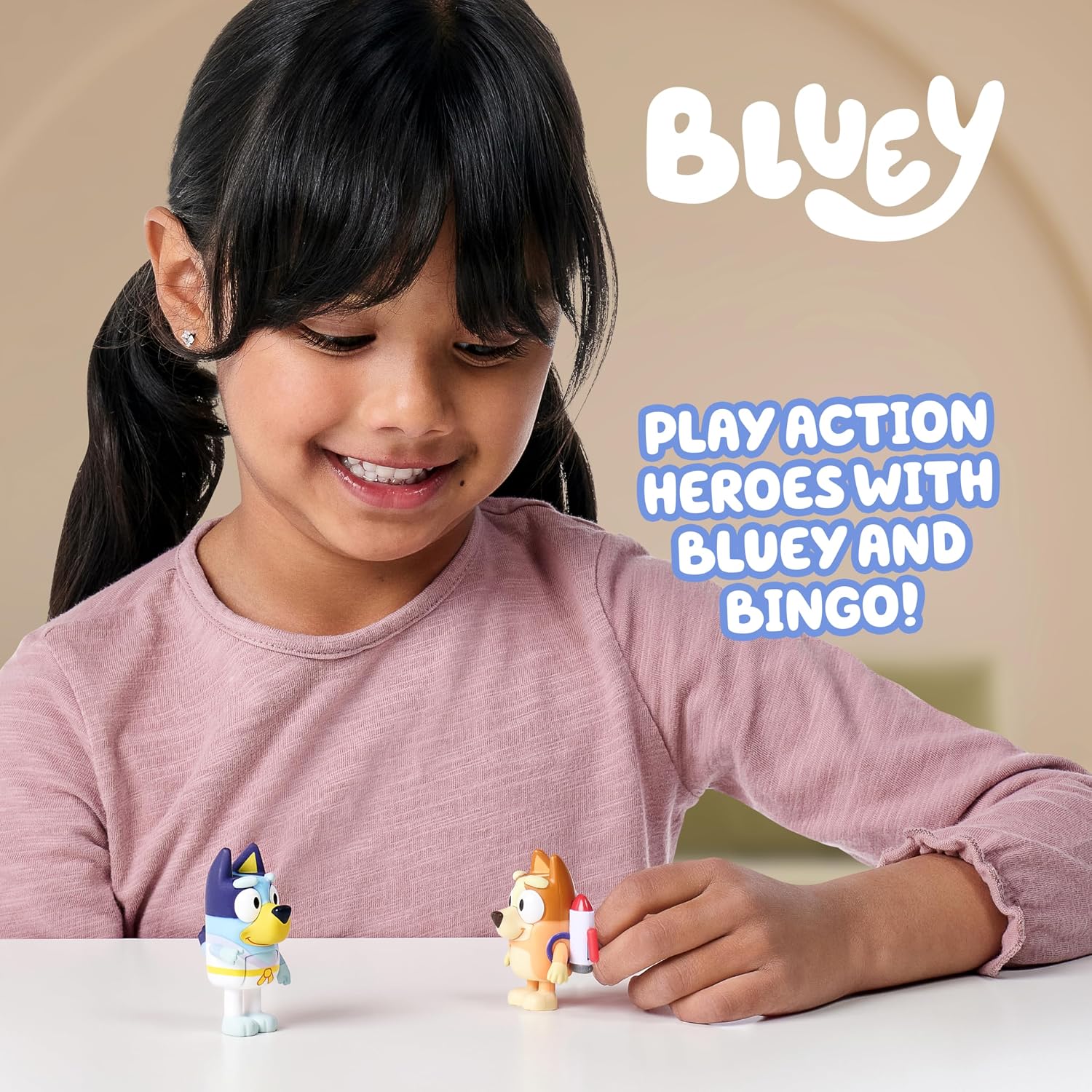 Bluey School Figurine Toys Pack of 4, Articulated Character Toys with Chloe, Rusty, and Calypso Figurines, Small Action Figures for Kids Ages 3+