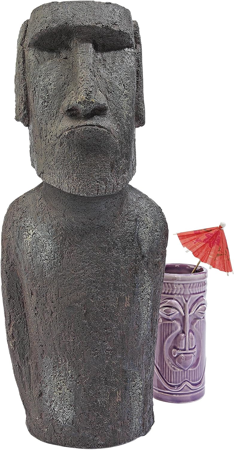 Design Toscano Easter Island Ahu Akivi Moai Monolith Garden Statue, Extra Large, 32 Inch, Cast Stone Resin, Grey Stone