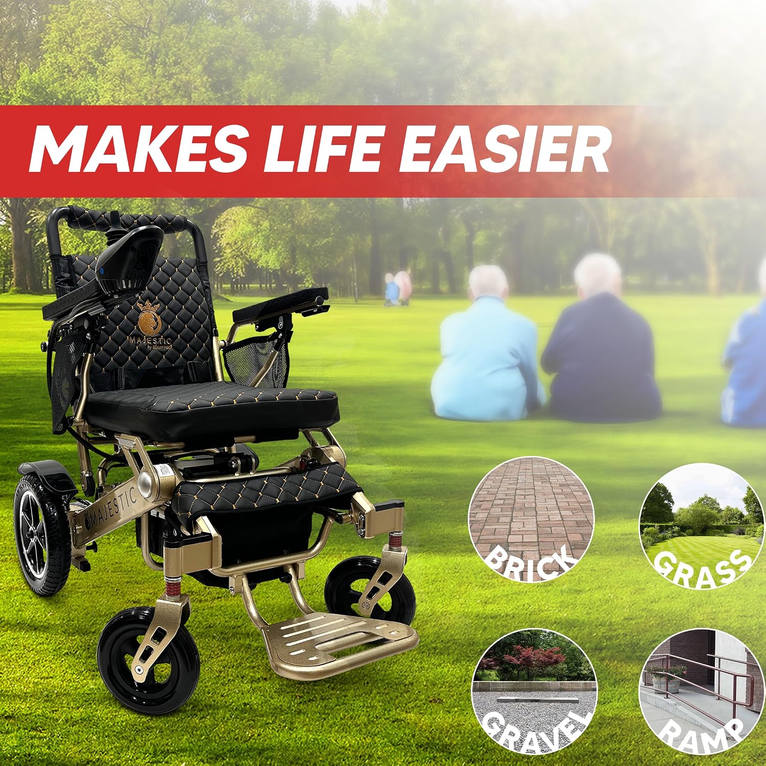 Electric Wheelchairs for Adults, 350 lbs Capacity, Up to 13 Miles Range, Lightweight Wheelchair for Seniors, Remote Controlled Wheel Chair