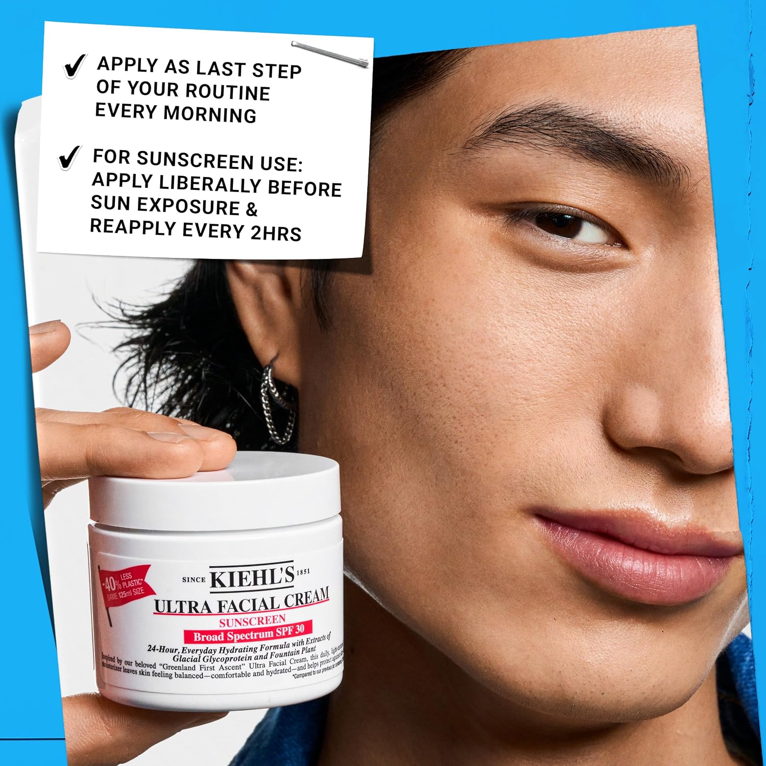 Kiehl's - Ultra Facial Cream Daily Moisturizer with SPF 30 | Face Cream for 24-Hour Hydration & UV Sunscreen Protection - With Glacial Glycoprotein - Suitable for All Skin Types