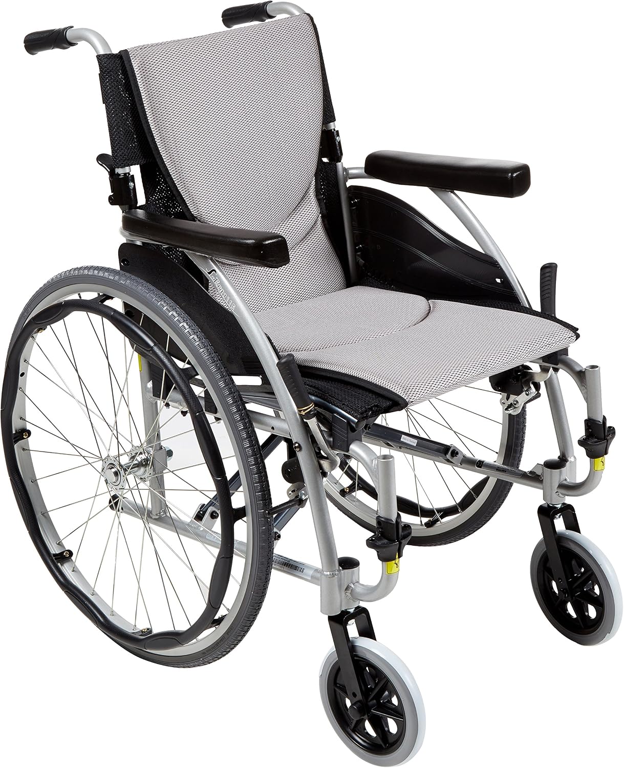 Karman 25 lbs Ergonomic Wheelchair with Removable Footrest 18" Silver