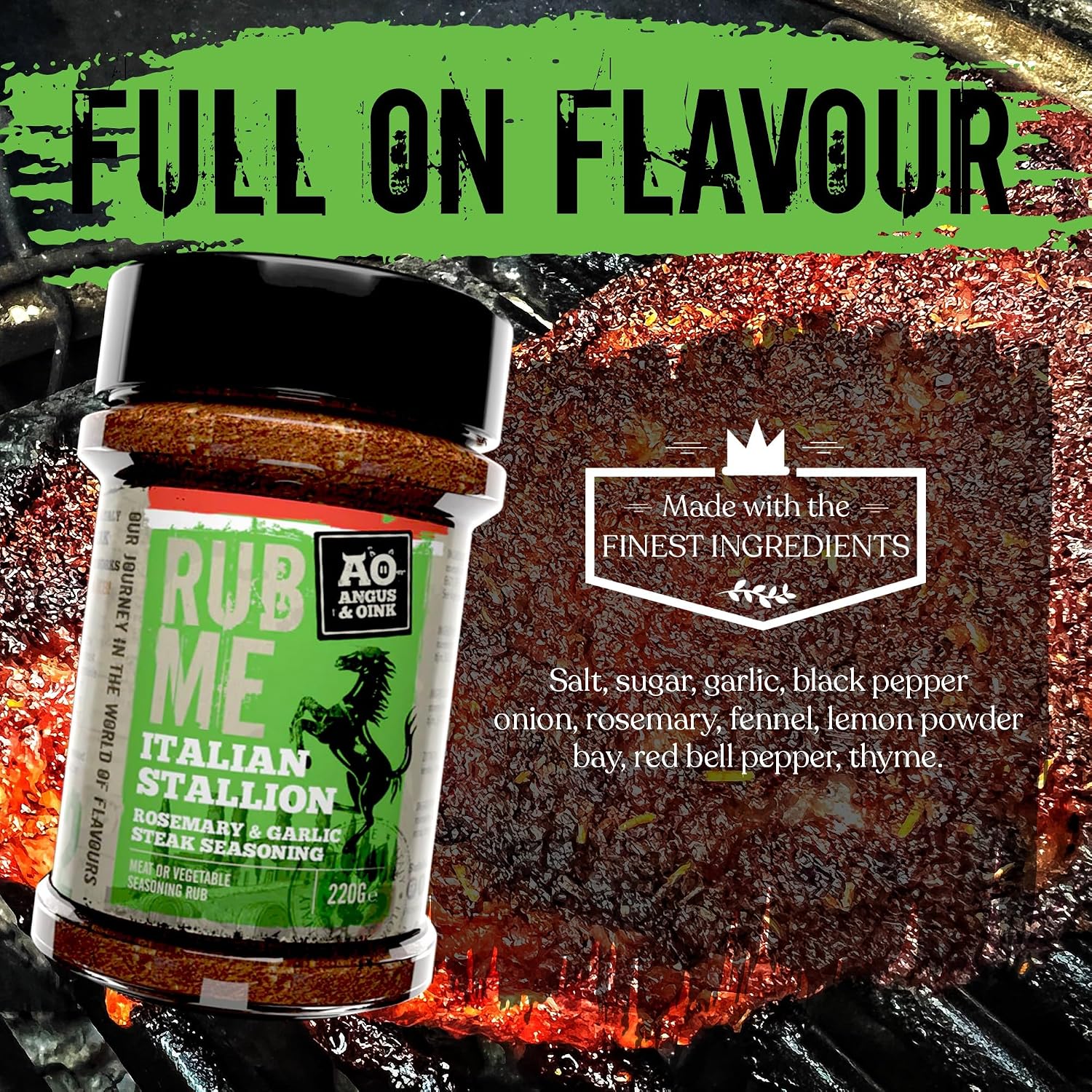 Angus & Oink | Dirty Cow Beef BBQ Rub | Bold Flavour for Brisket & Beef Ribs | Perfect for Low & Slow BBQ | Coffee-Infused Bark Maker | Gluten-Free | 220g