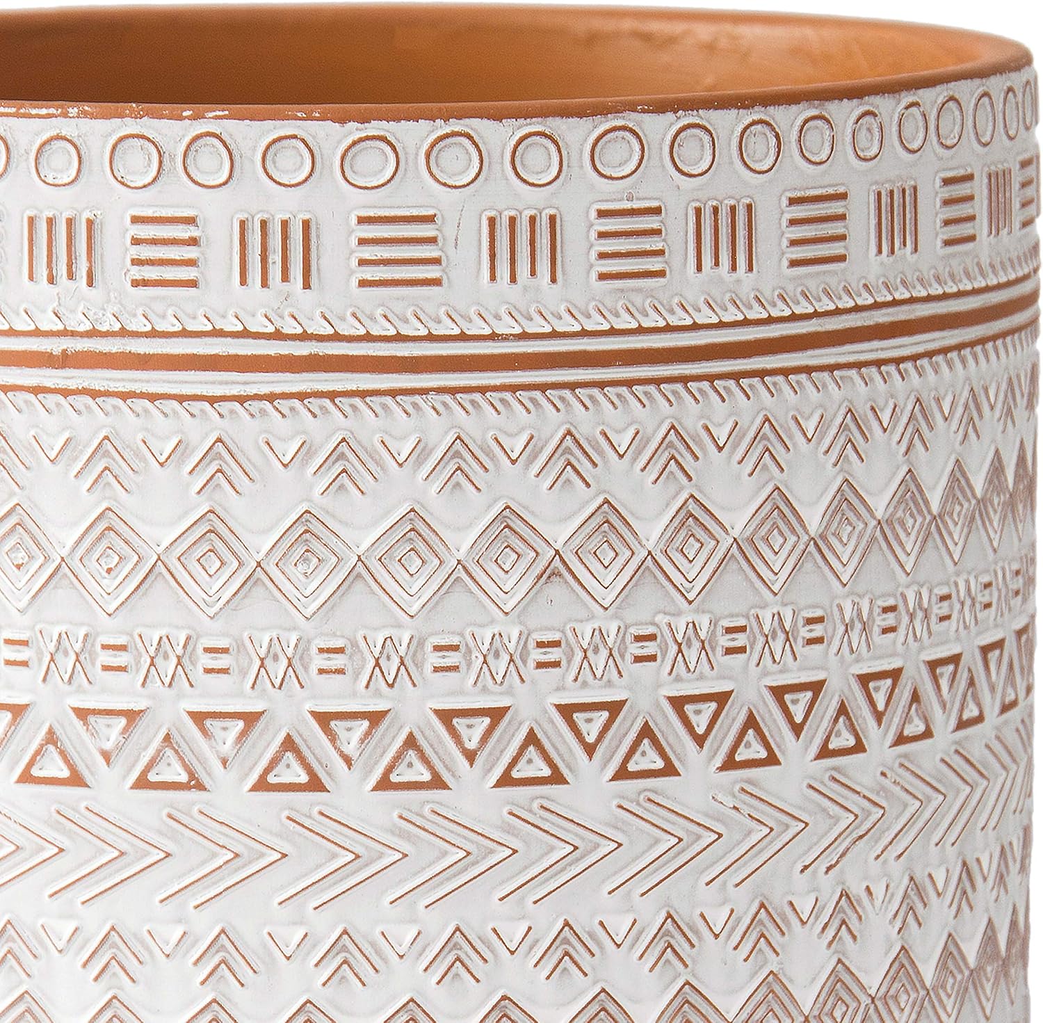D'vine Dev 8 Inch Terracotta Planter with Drainage, Saharan Script, 33-953-D-1