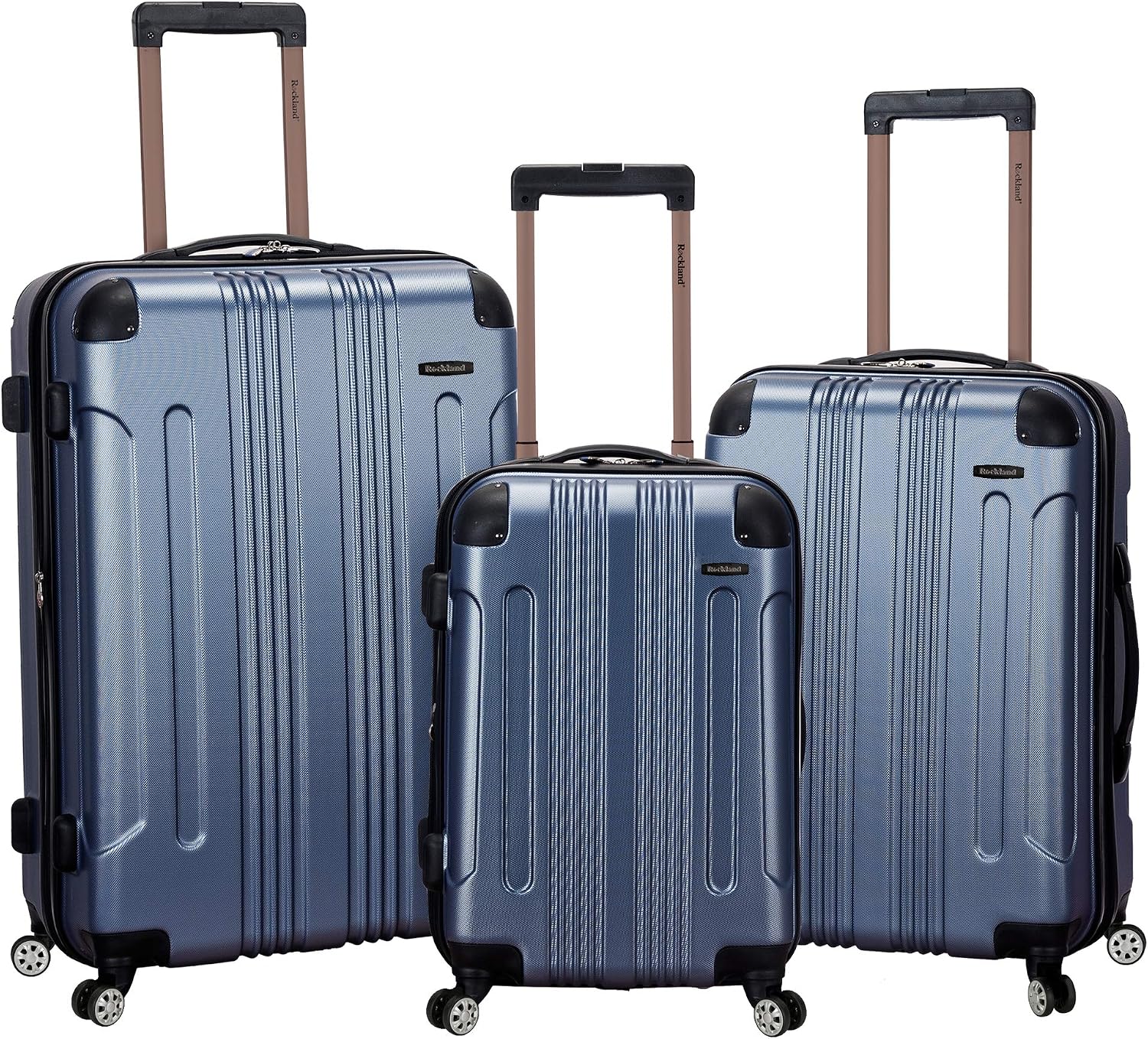 Rockland London Hardside Spinner Wheel Luggage, White, 3-Piece Set (20/24/28)