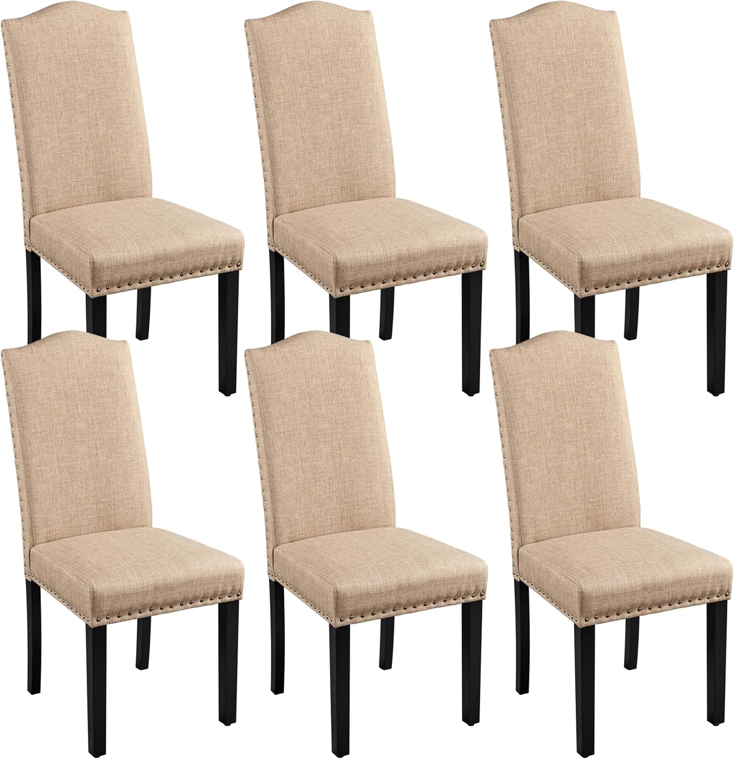 Yaheetech Dining Chairs Set of 2 High Back Parson Chairs Khaki