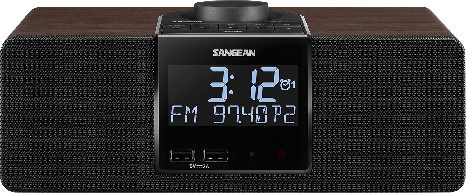 Sangean RCR-30 FM-RBDS/AM/Bluetooth/Aux-in Digital Tuning Clock Radio with USB Phone Charging and Sound Soother, Gray