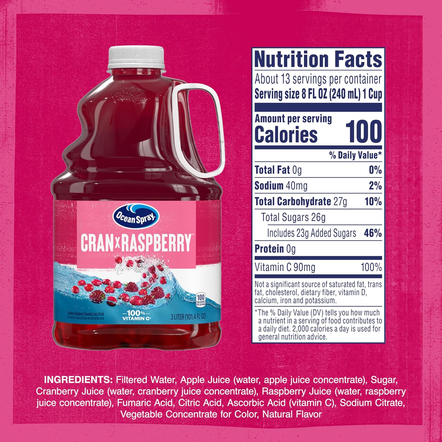 Ocean Spray® Cran-Raspberry® Cranberry Raspberry Juice Drink, 101.4 Fl Oz Bottle