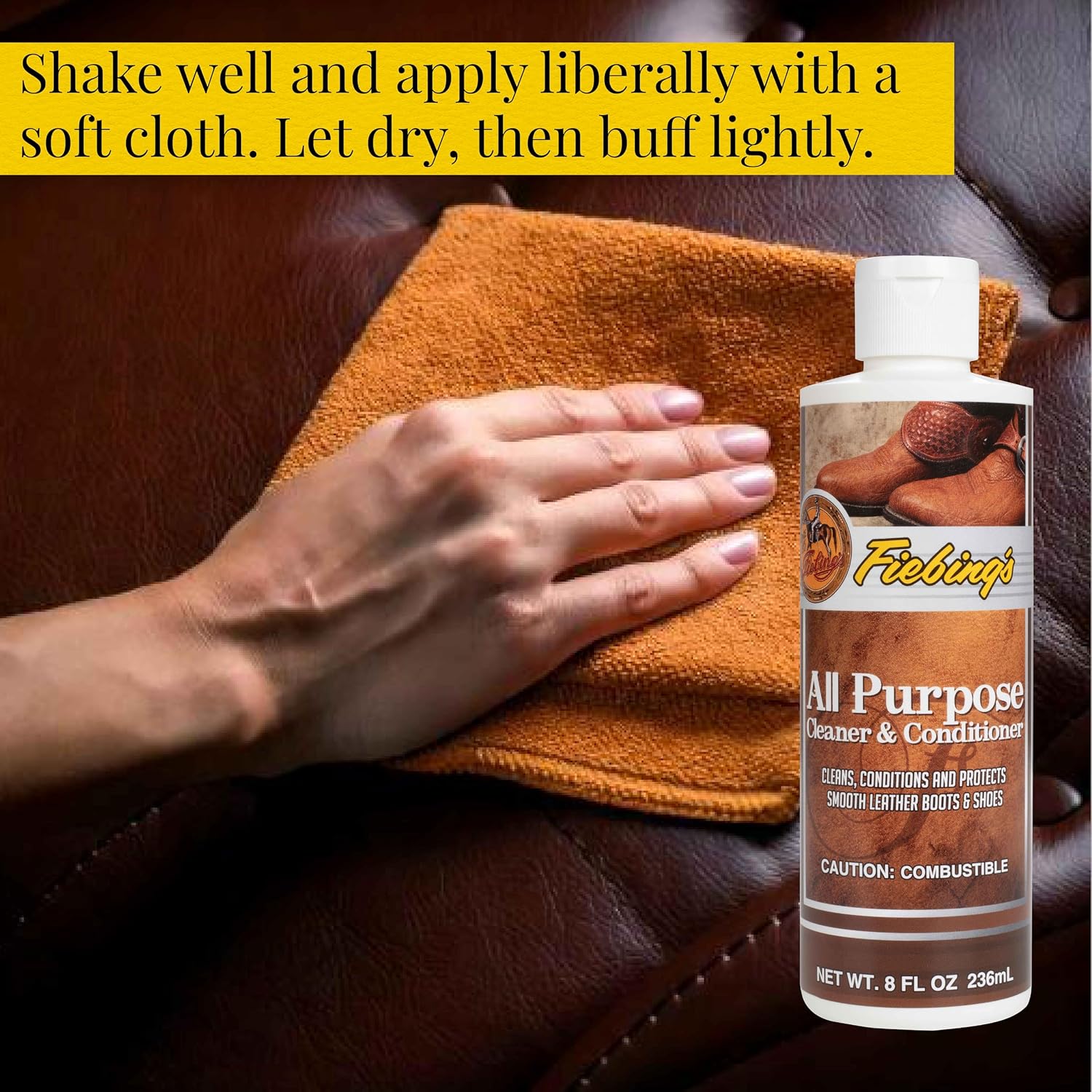 Fiebing's Leather Cleaner & Conditioner (8 oz) - All Purpose Wax-Free Color Safe Formula Protects & Strengthens All Leather - Prevents Molding