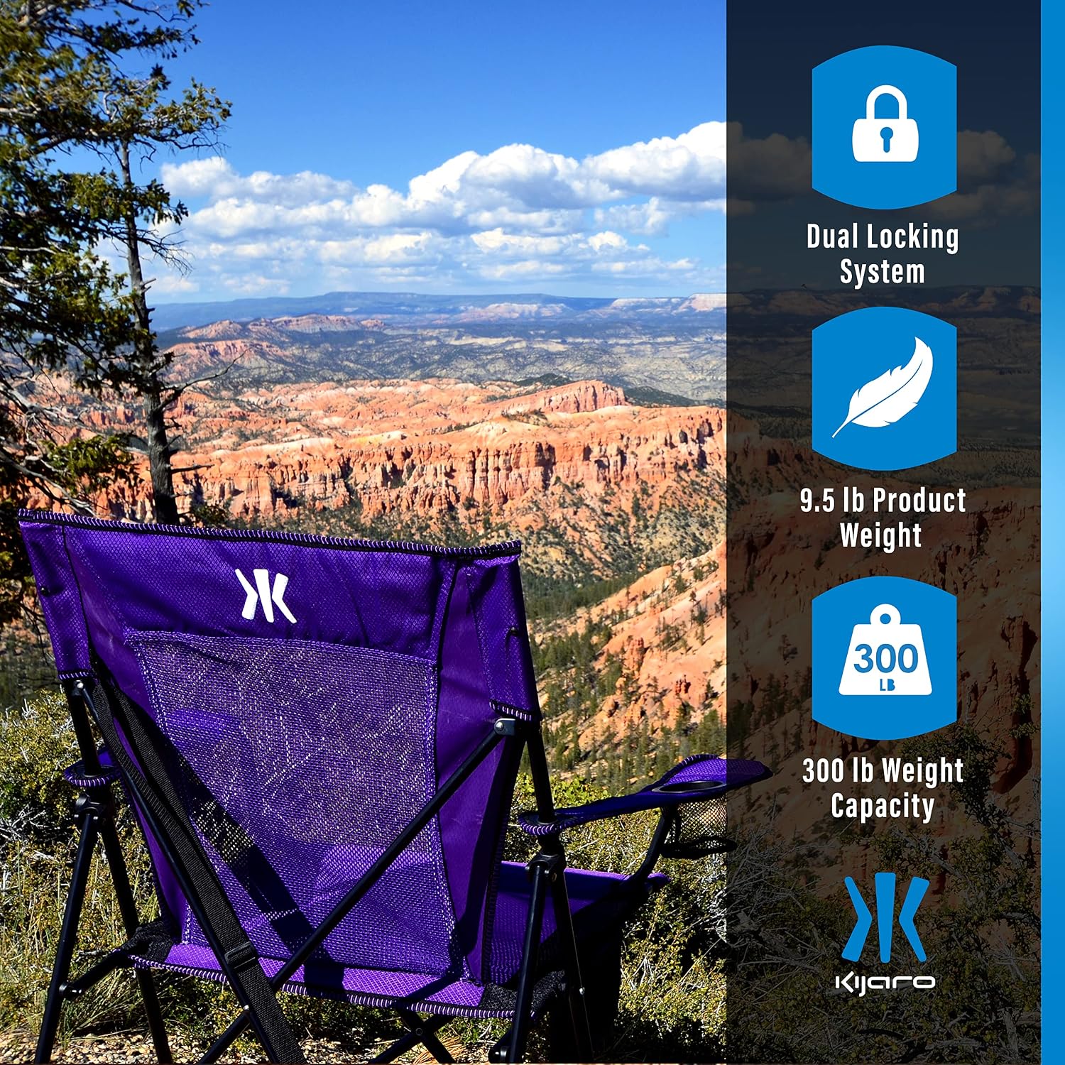 Kijaro Dual Lock Portable Camping Chairs - Enjoy the Outdoors with a Versatile Folding Chair for Sports, Lawn - Dual Lock Feature Locks Position – Hanami Pink
