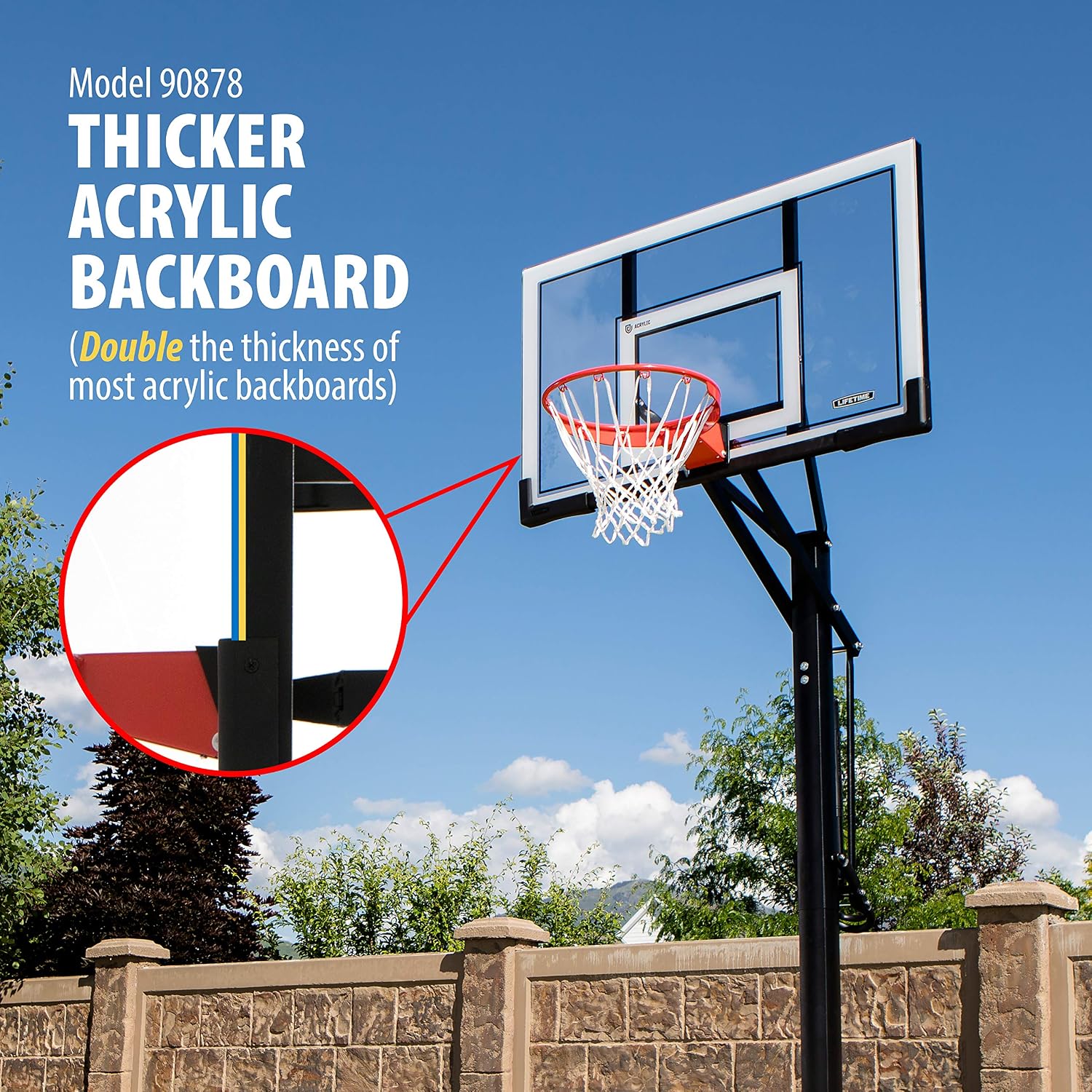 Lifetime Adjustable In-Ground Basketball Hoop, Power Lift Height Adjustment 7.5-10 Ft, 54-Inch Acrylic Backboard, Slam-It Pro Rim, Steel-Framed