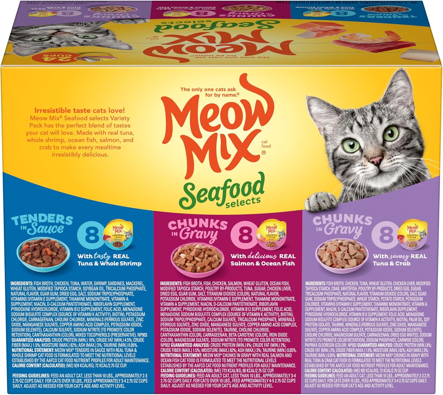 Meow Mix Seafood Favorites, Wet Food Variety Pack, 12 Cups