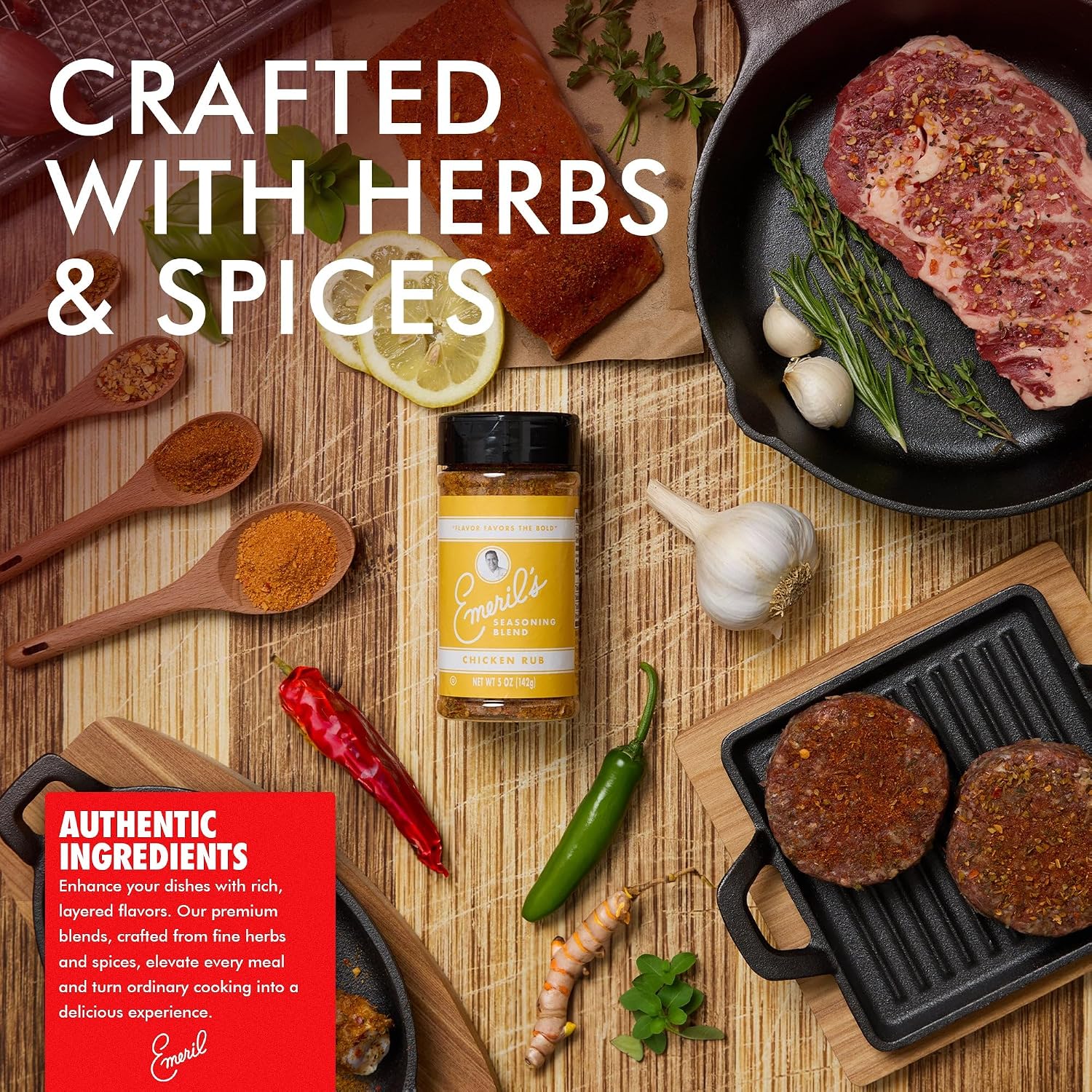 Emeril Lagasse 5 Oz, 3-Pack and 6-Pack Seasoning Blend: Original Essence, Cajun, Blackened, Chicken Rub, Steak Rub and Rib Rub Best Seasonings and Spices for Cooking (3PK - Chicken/Steak/Rib Rub)