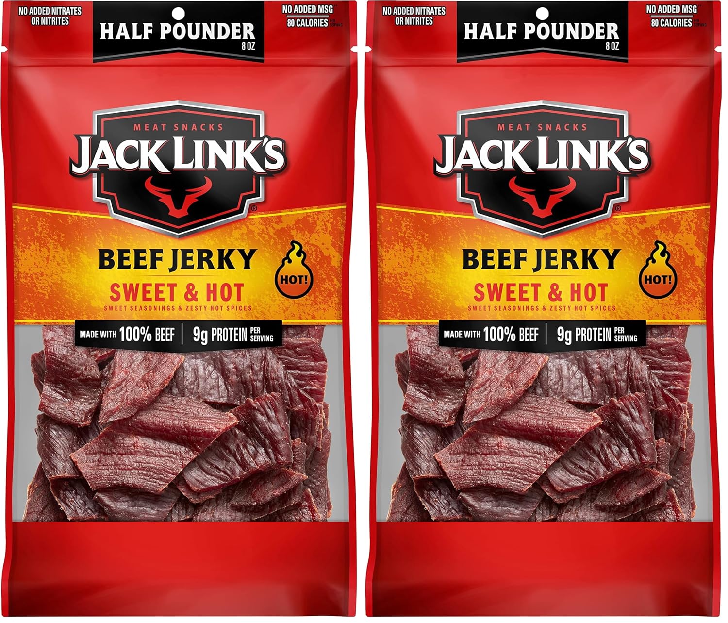 Jack Link's Peppered Beef Jerky Half Pounder - 8 oz Large Jerky Bag - Ready to Eat Real Meat Protein Snacks - 9g Protein per Serving - Made with 100% Real Beef | Large Jerky Bag - Ready to Eat Real Meat Protein Snacks - 9g Protein per Serving - Made with…