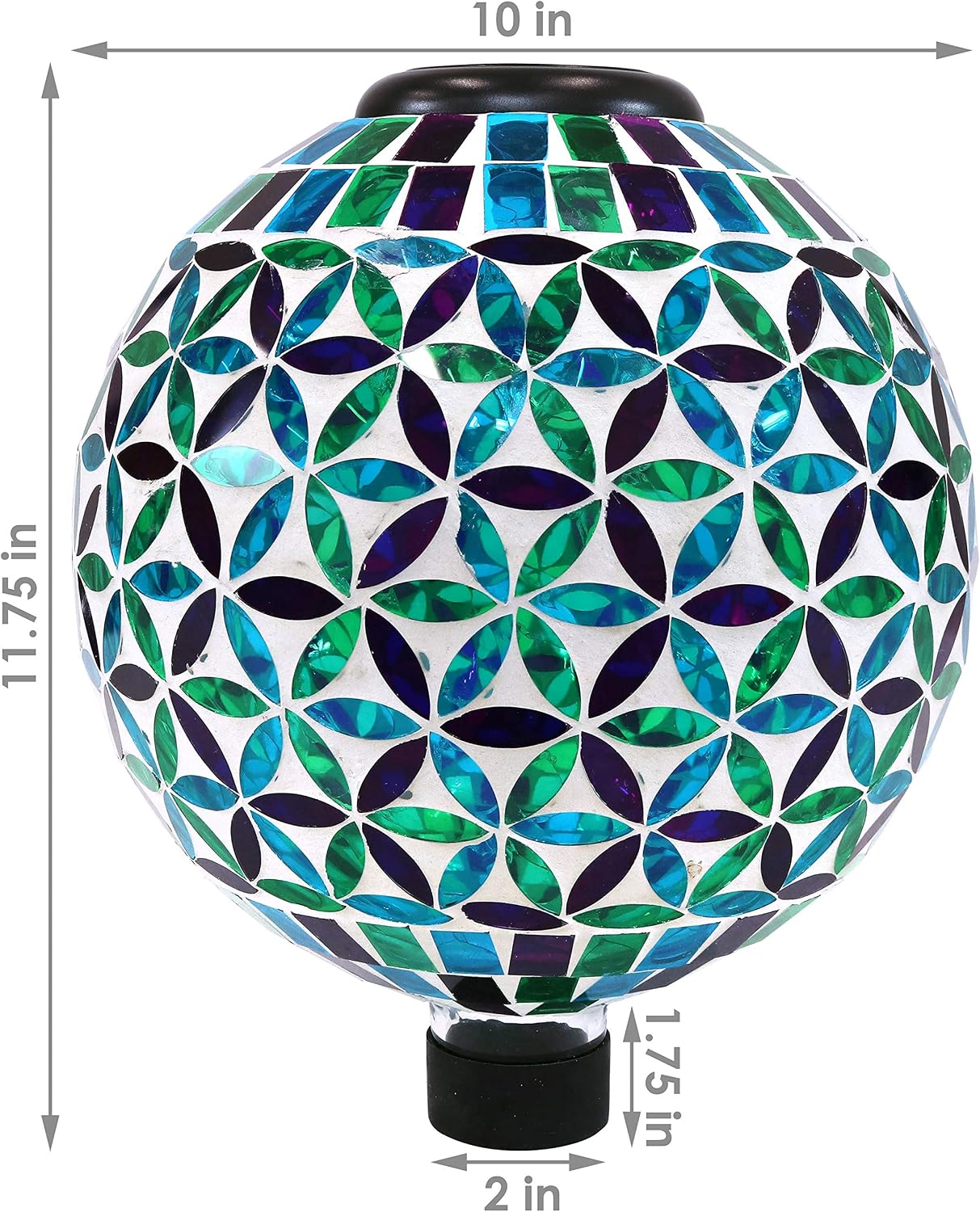 Sunnydaze Solar Gazing Ball for Garden, Mosaic Cool Blooms