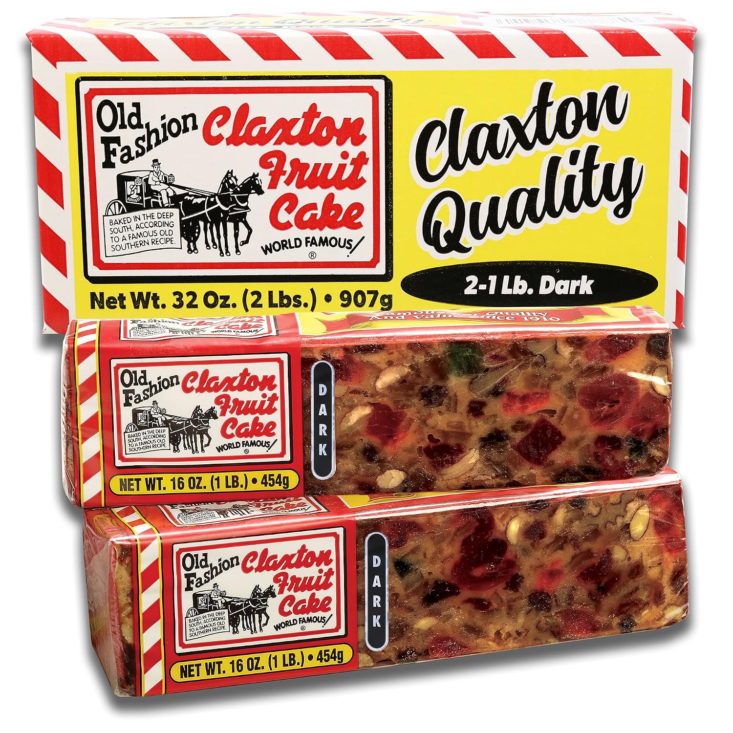 Claxton Fruit Cake – 5-1 lb Regular Recipe Loaves | Individually Wrapped | Packaged in Signature Red-and-White Gift Carton | Old-Fashioned Holiday Fruitcake Since 1910 | 5 Pack