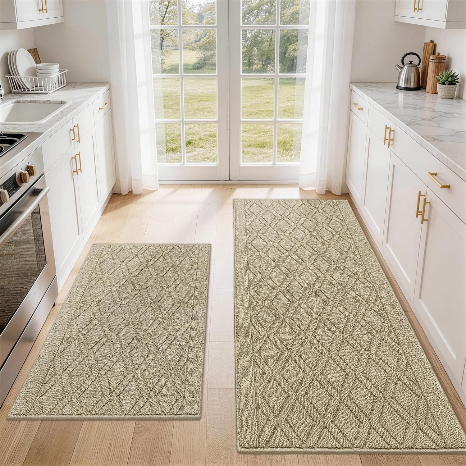COSY HOMEER 48x20Inch/30X20Inch Kitchen Rug Mats,Grey