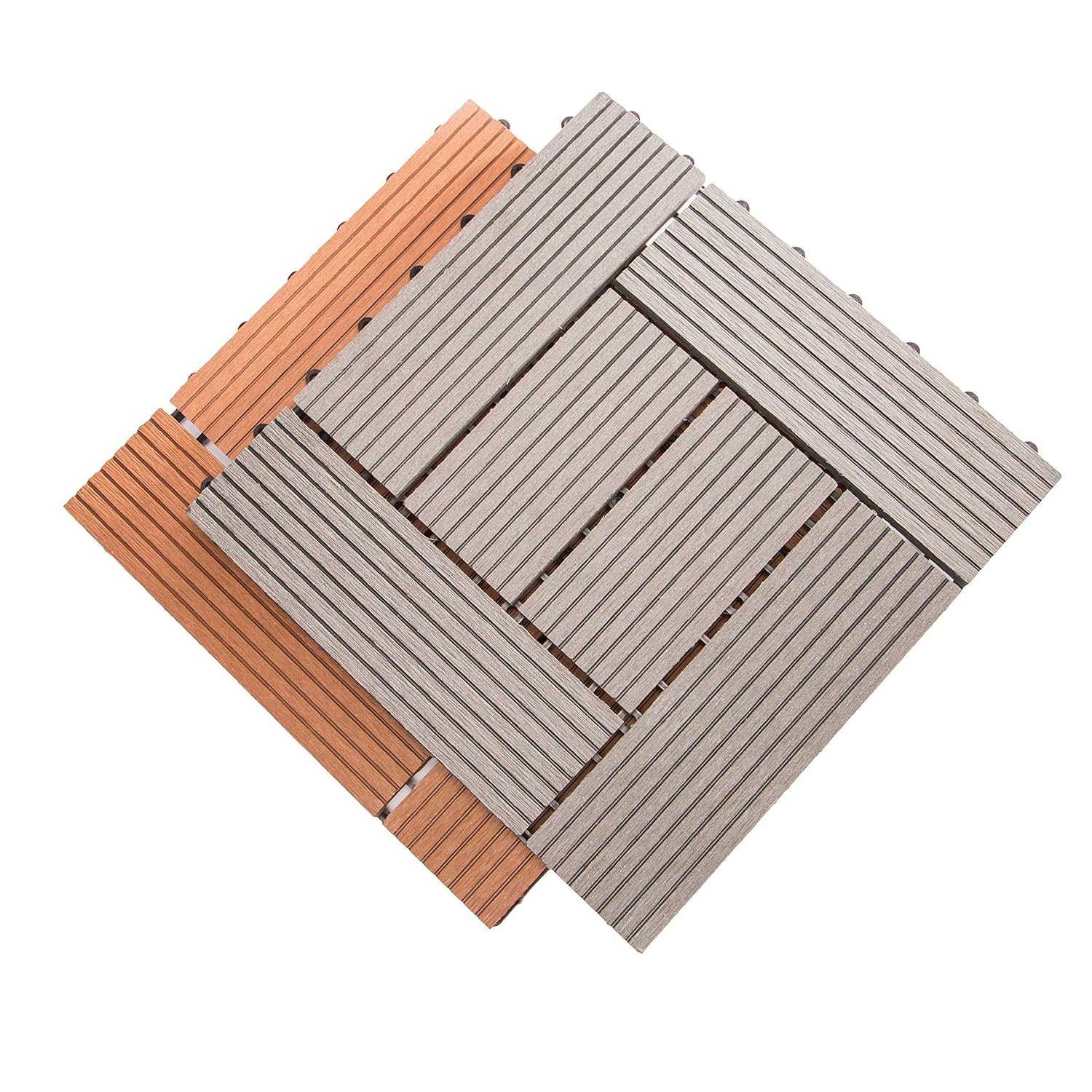 IncStores Helios Interlocking Patio Deck Tiles | All Weather | Waterproof Outdoor Flooring for Patio, Balcony Flooring, Garden and Poolside | 12"x12" | 11 Gray 6 Slate Tiles