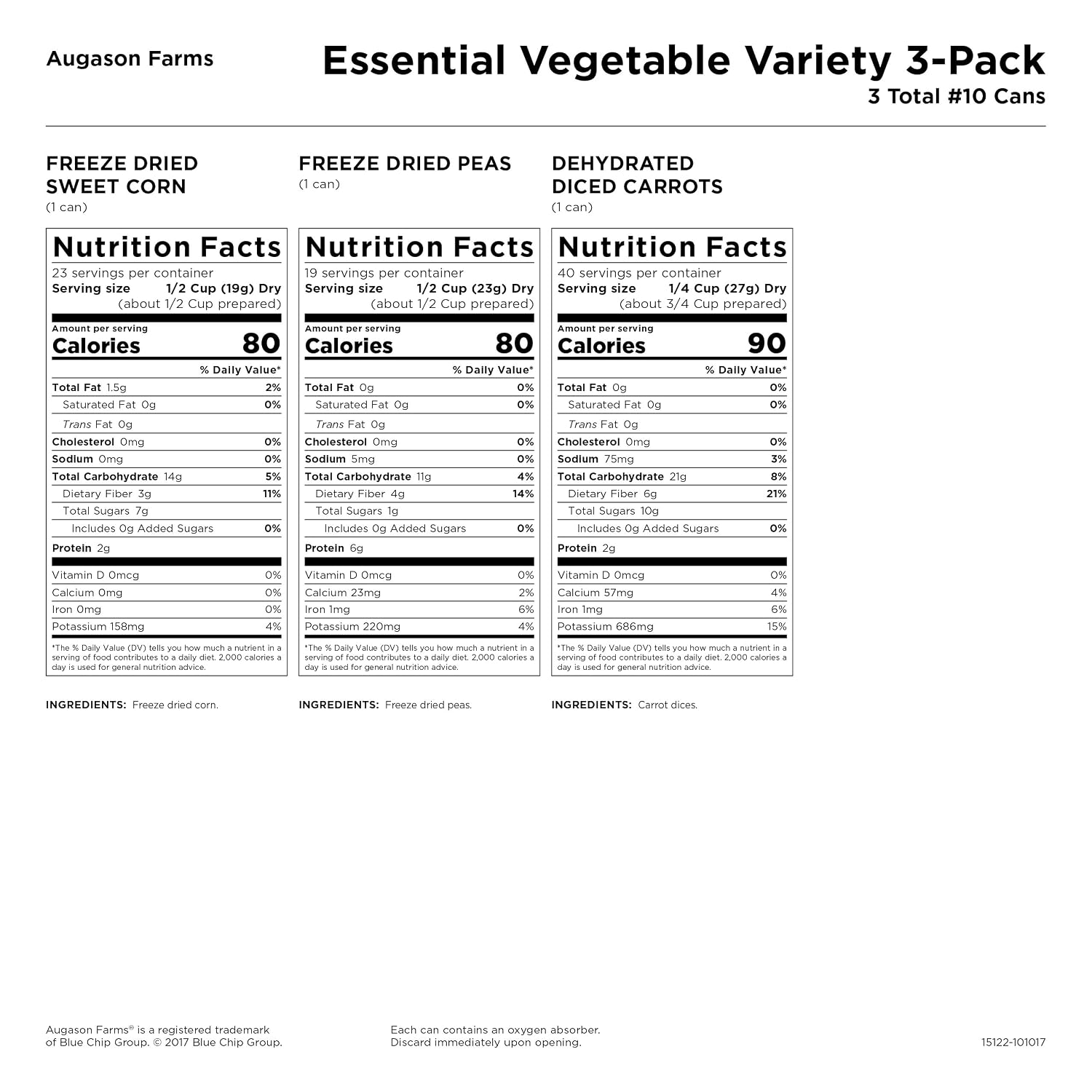 Augason Farms Vegetable Variety Kit, 1 pack