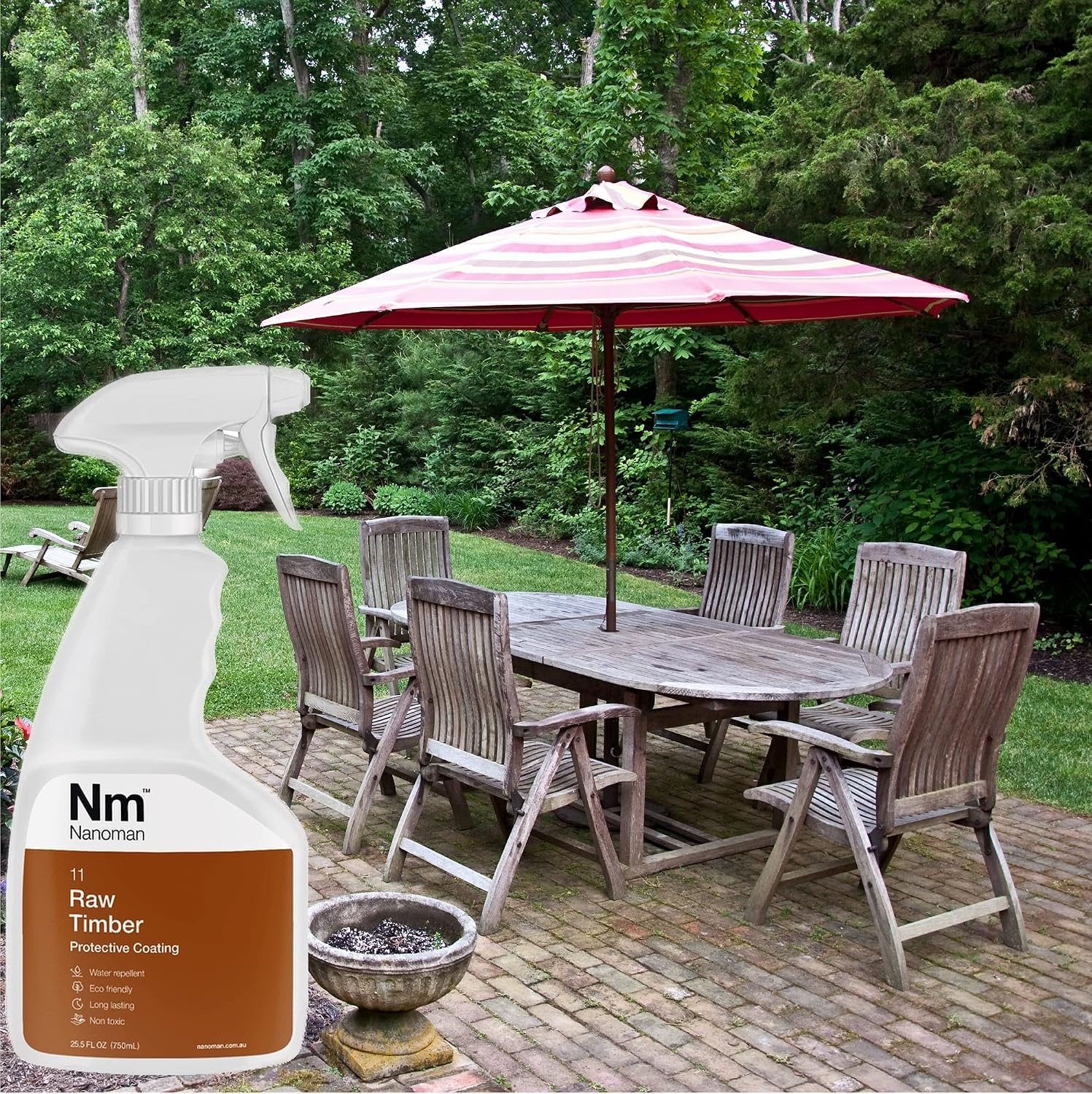 NANOMAN Wood Sealer & Water Repellent 750mL – Clear Penetrating Timber Protector for Waterproofing Raw Wood, Furniture