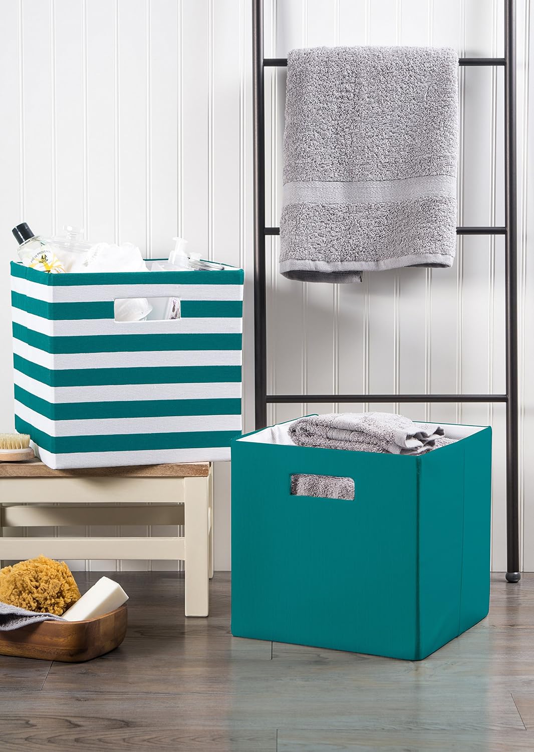 DII Polyester Cube Storage Collection Collapsible Hard Sided Bin, 13x13x13, Black