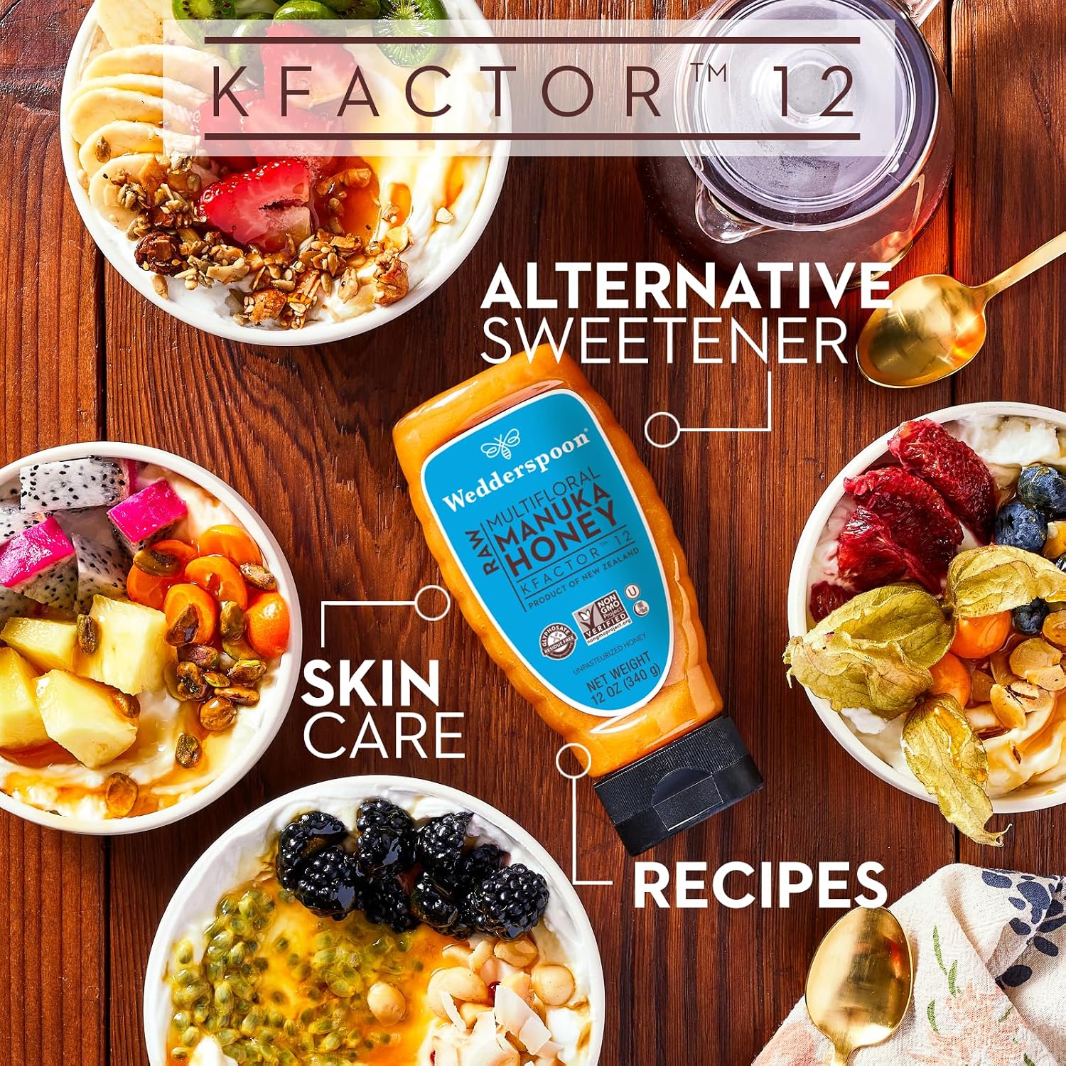 Wedderspoon Raw Manuka Honey 150+ MGO, 8.8 Oz