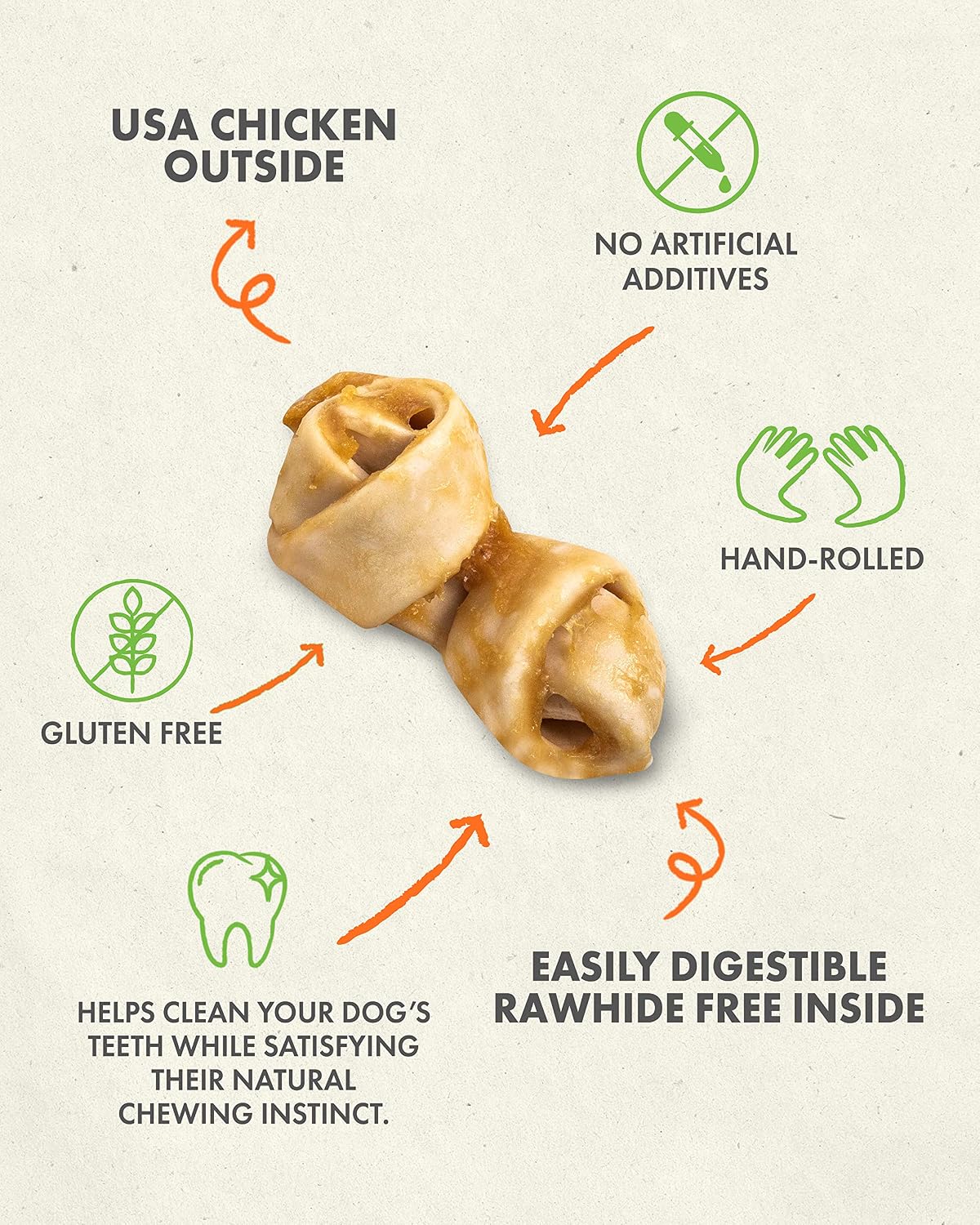 Canine Naturals Rawhide Free Chicken Recipe Dog Chews, Mini Knots, 12 Count