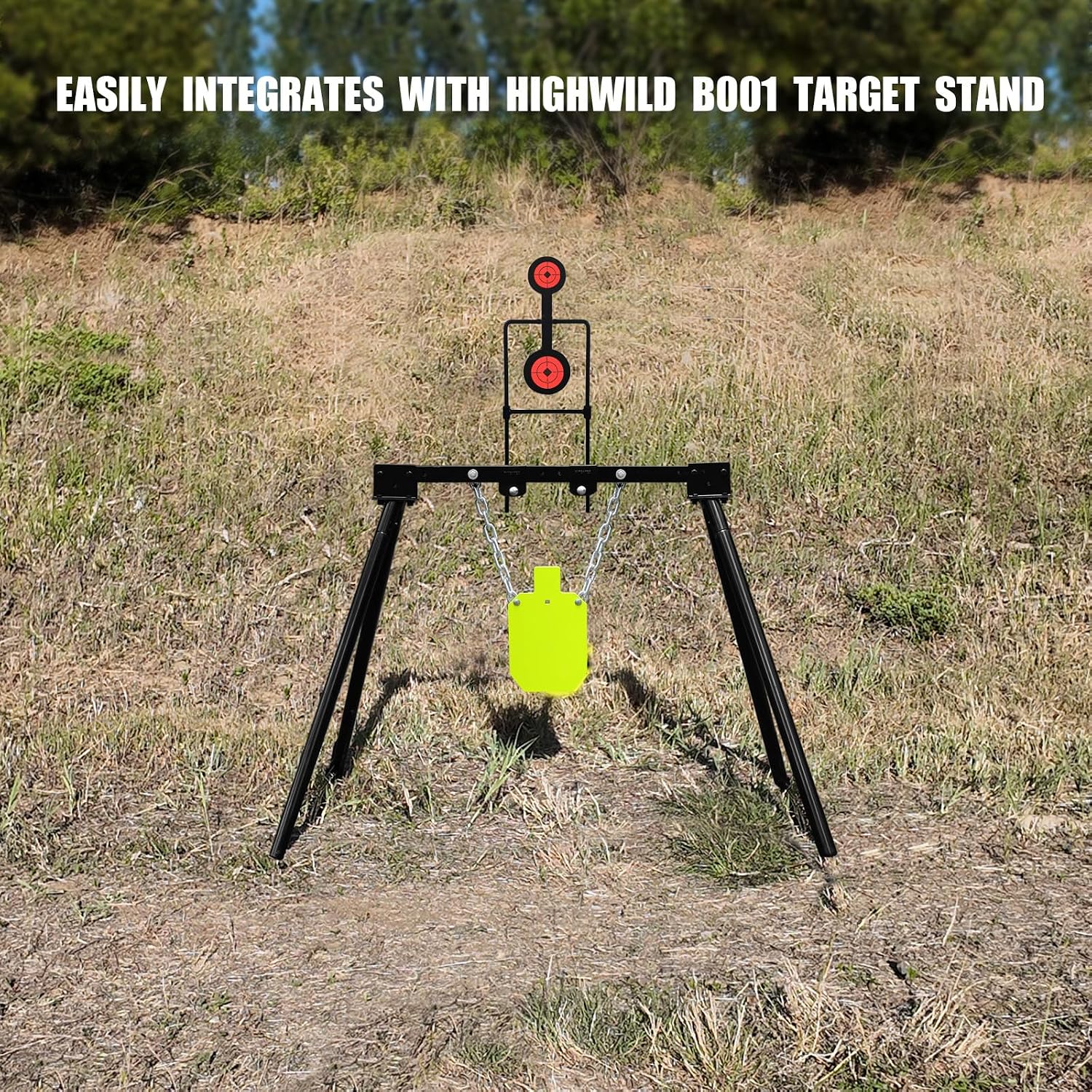 Highwild 3/8 Inch Thick Double Spinner Shooting Targets - Auto Reset Steel Target - for Centerfire Handguns Up to .44 Magnum