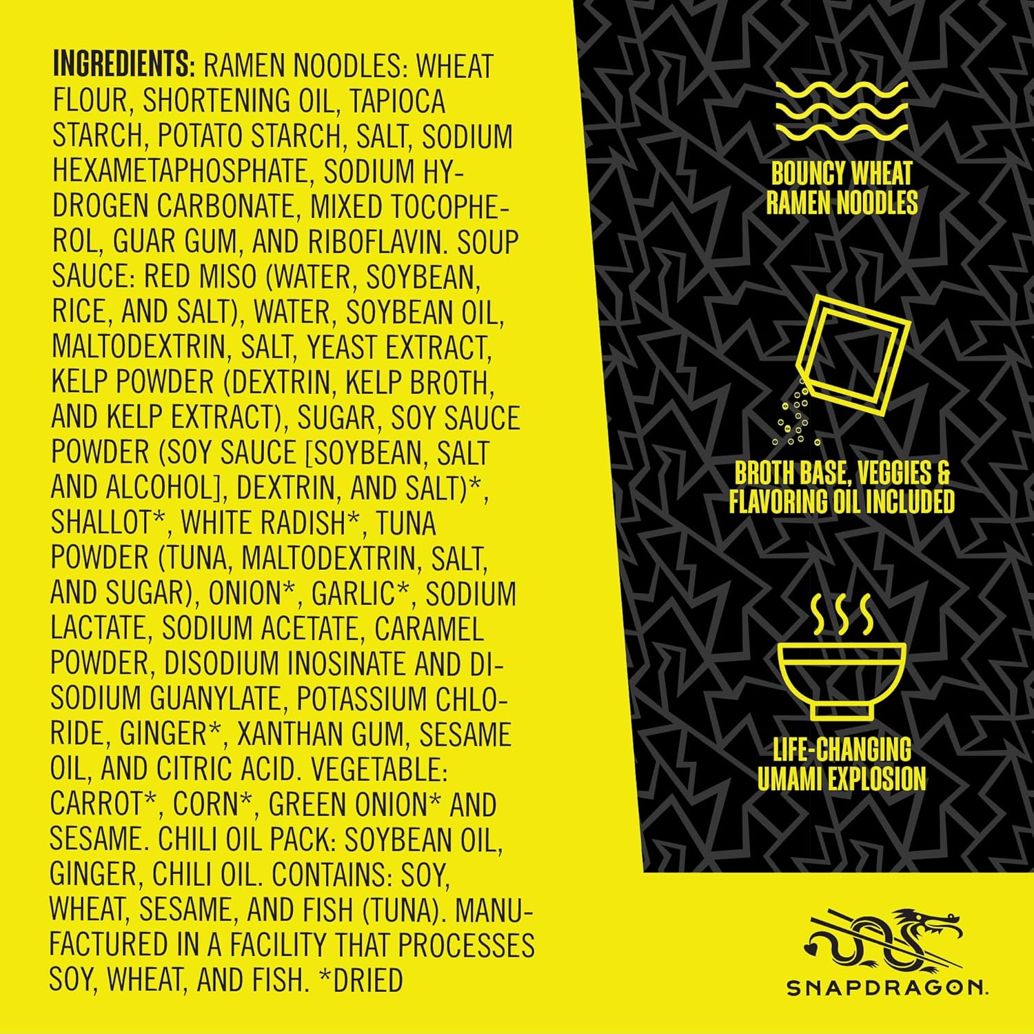 Snapdragon Miso Ramen Cup Noodles - 6 Pack Instant Ramen Bowl with Authentic Wheat Noodles, Soup Sauce Base