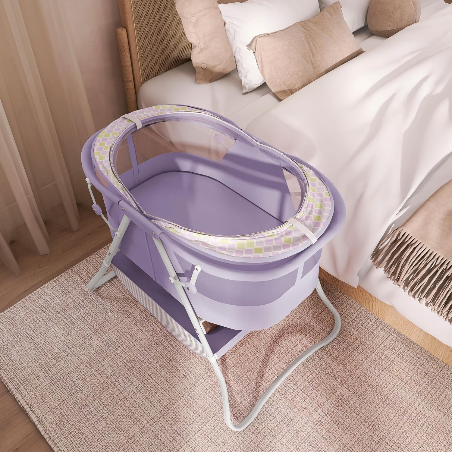 Dream On Me Karley Bassinet in Grey and Pink