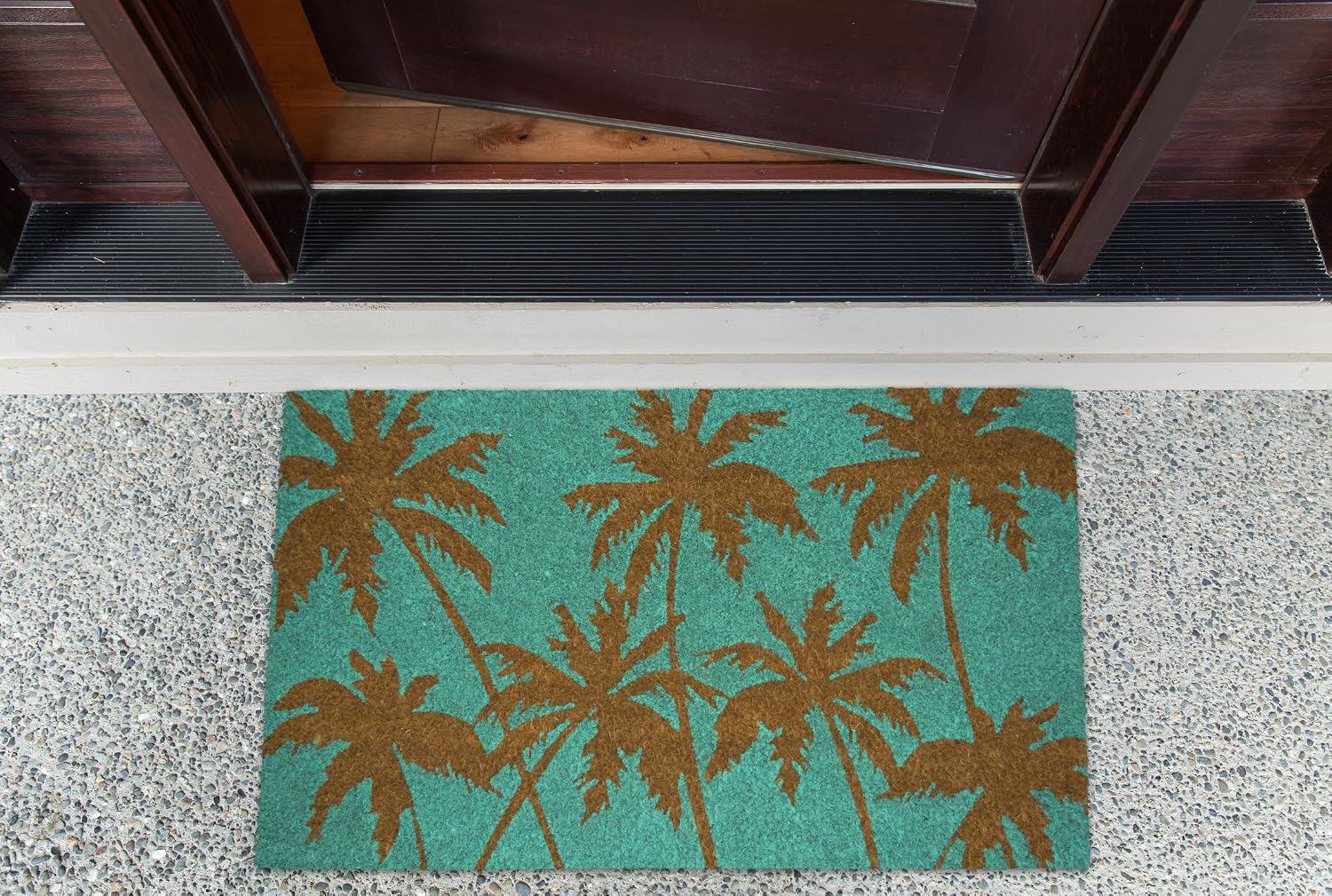 DII Floral Design Collection Natural Coir Doormat, 17x29, Palm Beach