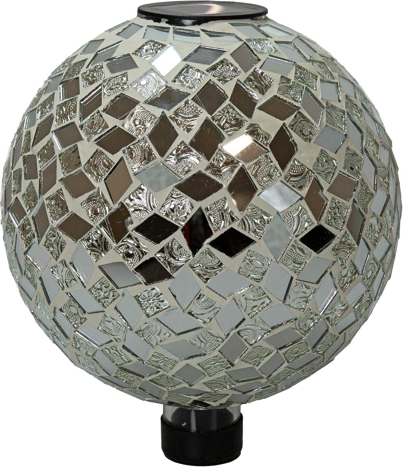 Sunnydaze Solar Gazing Ball for Garden, Mosaic Cool Blooms