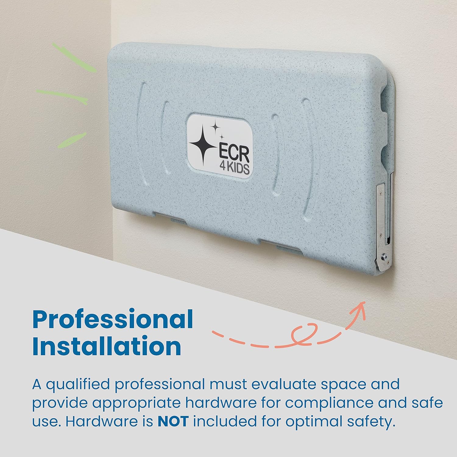 ECR4Kids Horizontal Wall-Mounted Baby Changing Station, Grey Speckled
