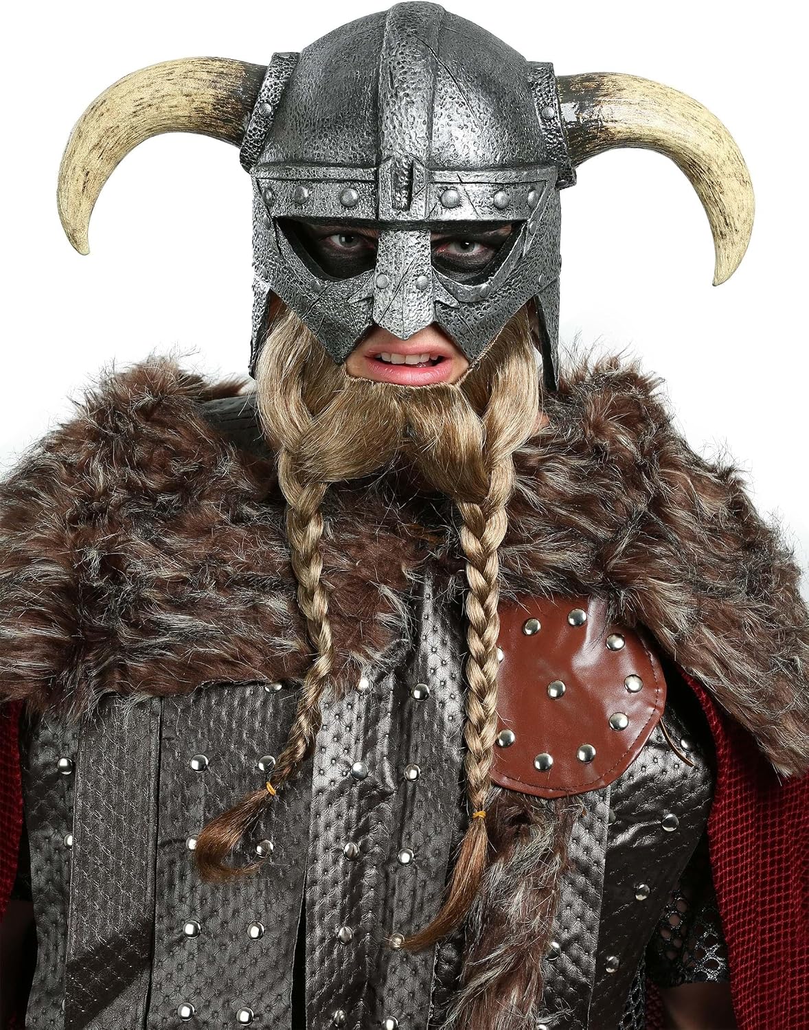 Viking Helmet with Horns for Adults - Half-Head Viking Mask Helmet for Halloween, Renaissance & Norse Barbarian Costumes ST