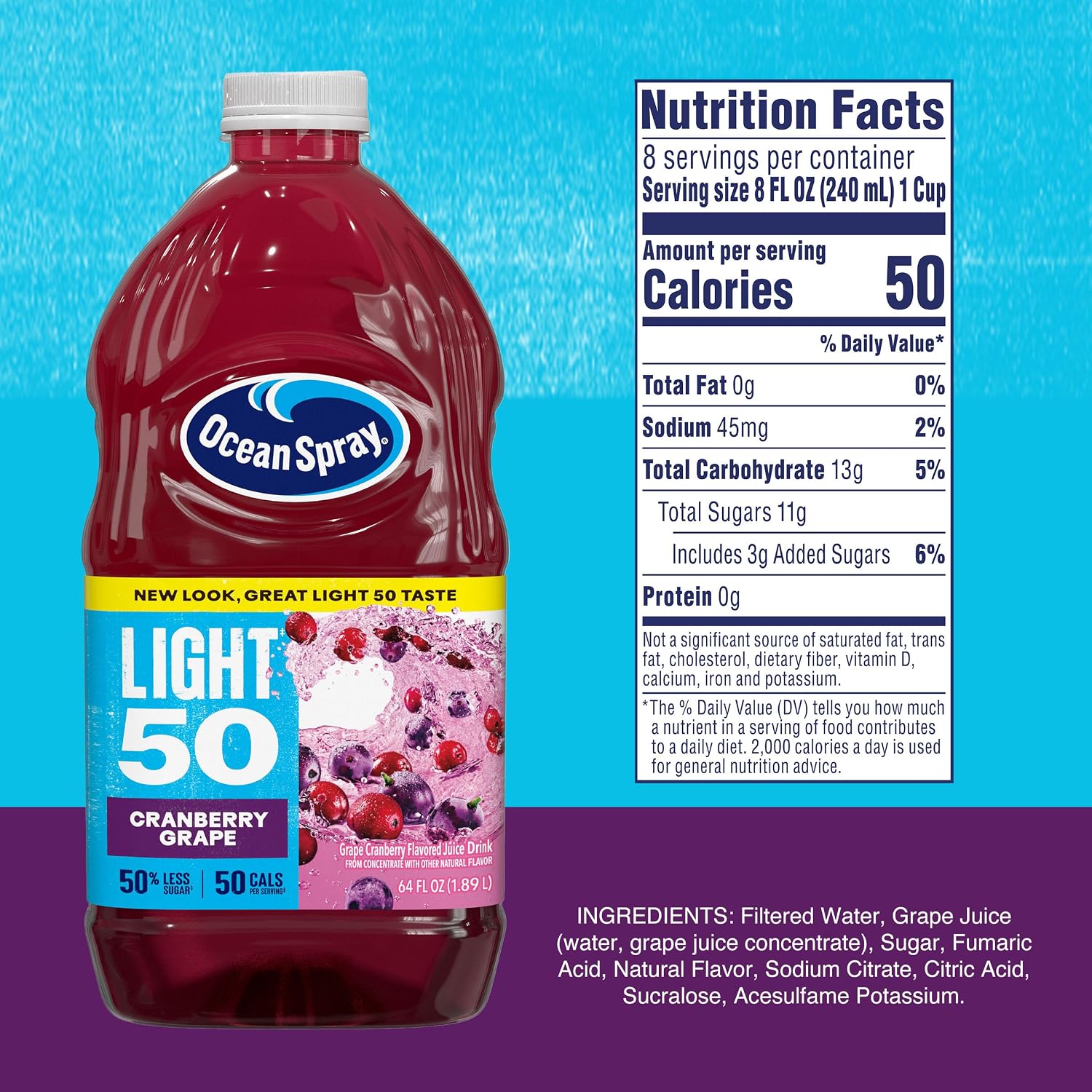 Ocean Spray® Cran50™ Cranberry Juice Drink, 64 Fl Oz Bottle (Pack of 1)