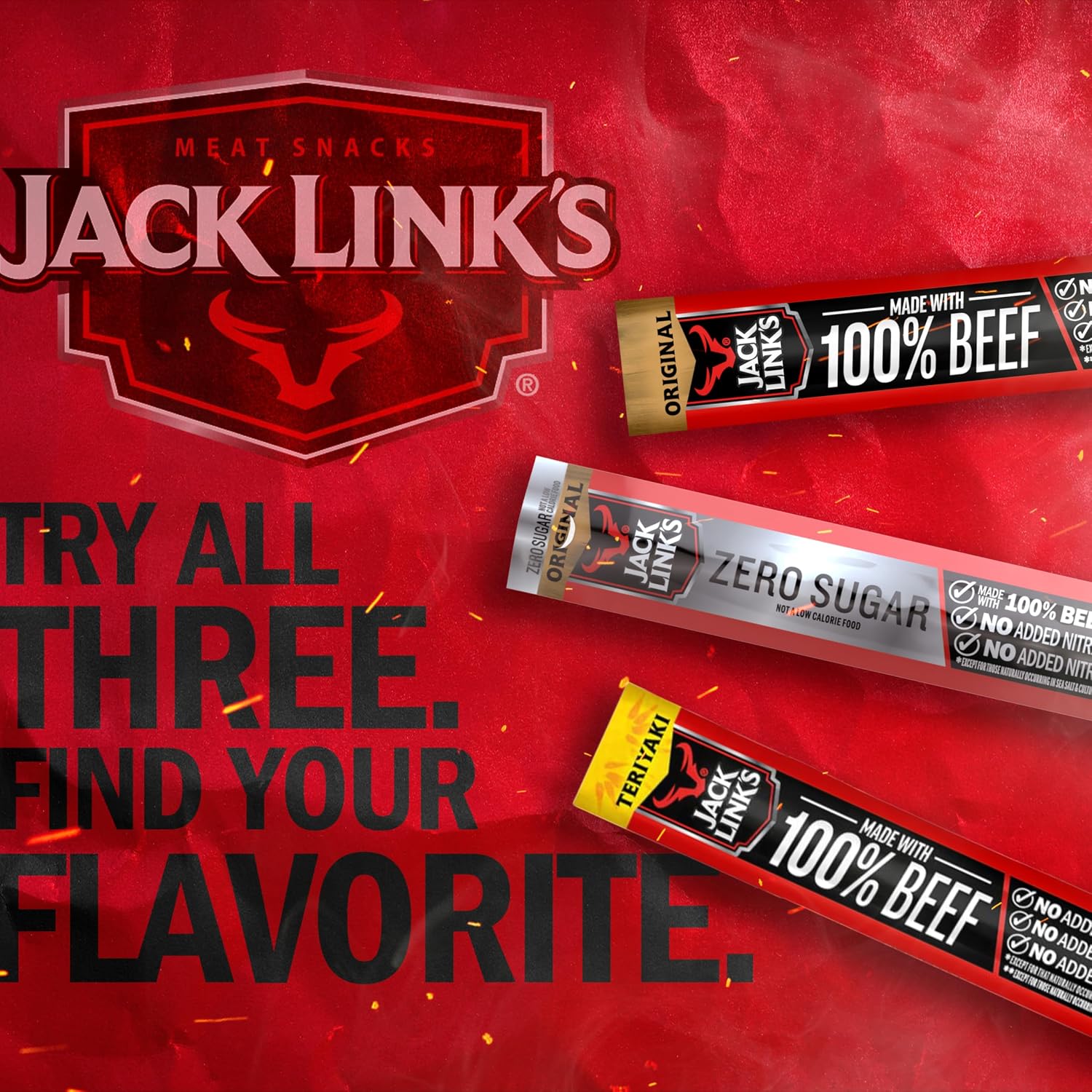 Jack Link's Original Beef Jerky Sticks - Made with 100% Real Beef - Ready to Eat Real Meat Protein Snacks - 6g Protein per Serving - 0.92 oz Meat Stick, 20 Count