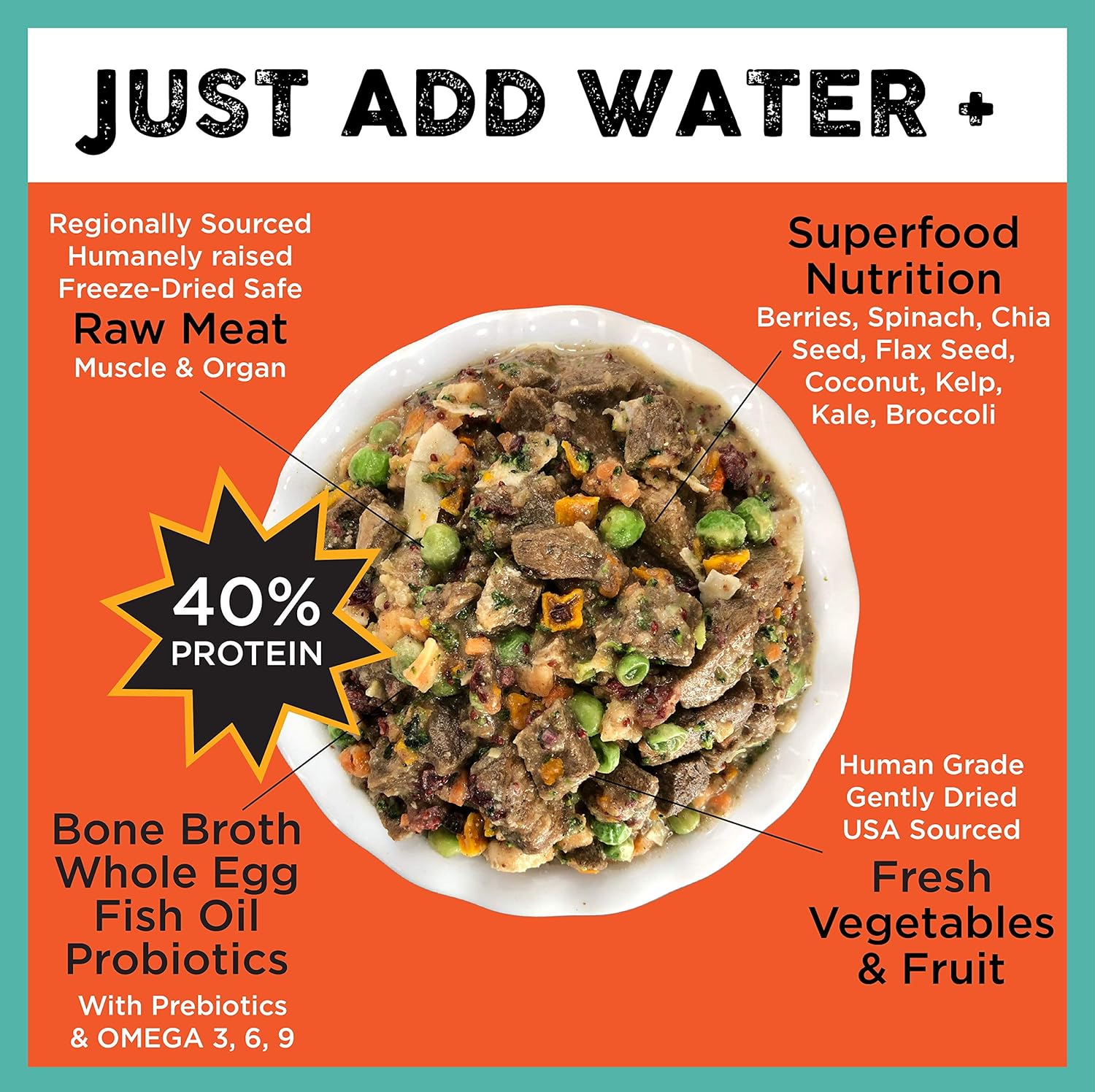 Nature's Diet Simply Raw Freeze-Dried Whole Food Meal - Makes 18 Lbs Fresh Food with Muscle, Organ, Bone Broth, Whole Egg, Superfoods