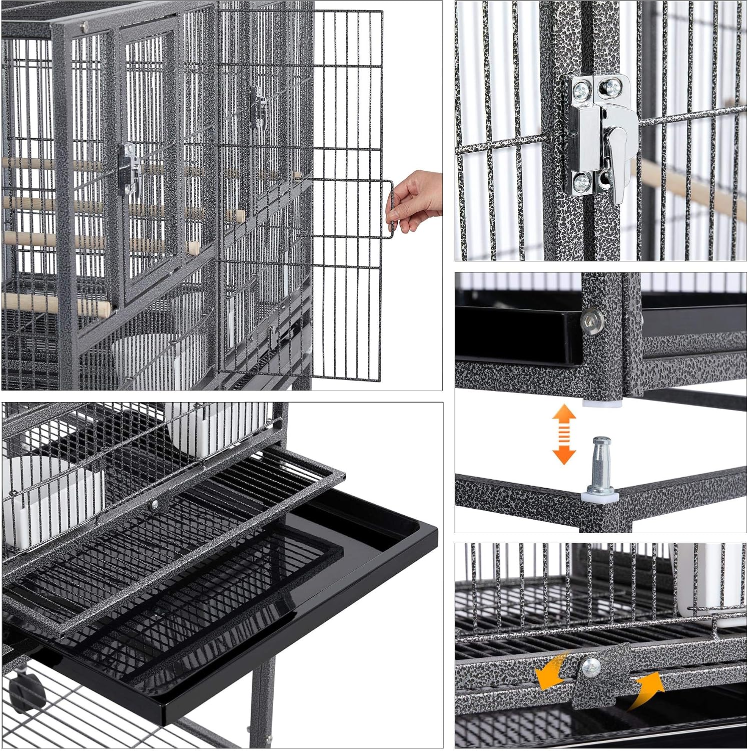 Yaheetech 41.5" Stackable Divided Breeder Breeding Parakeet Bird Cage for Canaries Cockatiels Lovebirds Finches Budgies Small Parrots with Rolling