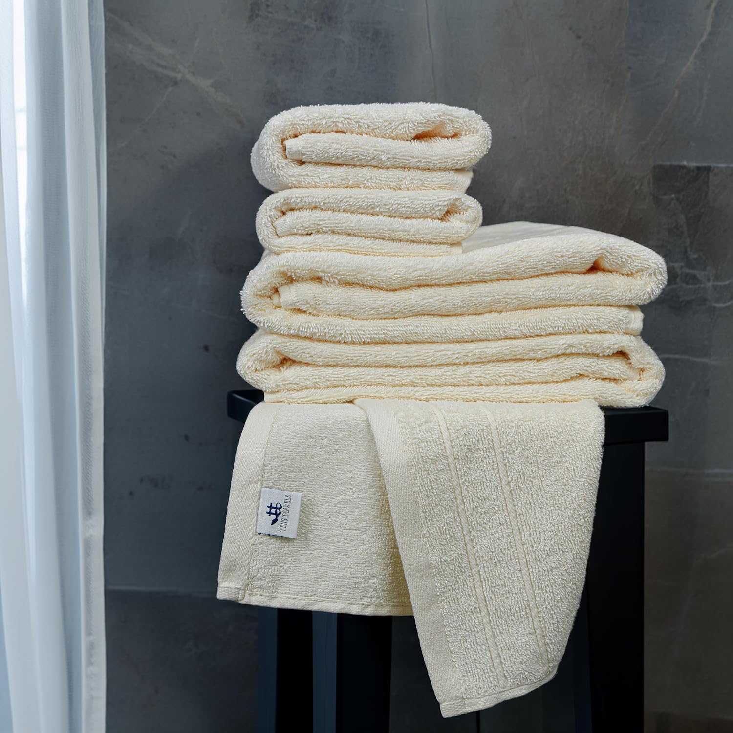 Tens Towels 8 Piece Towel Set, 2 XL Bath, 2 Hand, 4 Washcloth, Dark Grey