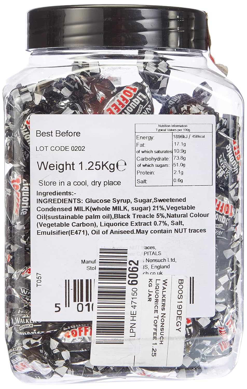 Walkers' Nonsuch Liquorice Toffees | with Condensed Milk & Black Treacle | Imported from the UK | Traditional British Candy | Old Fashioned Licorice Toffee | 44.09 Oz (1.25kg)