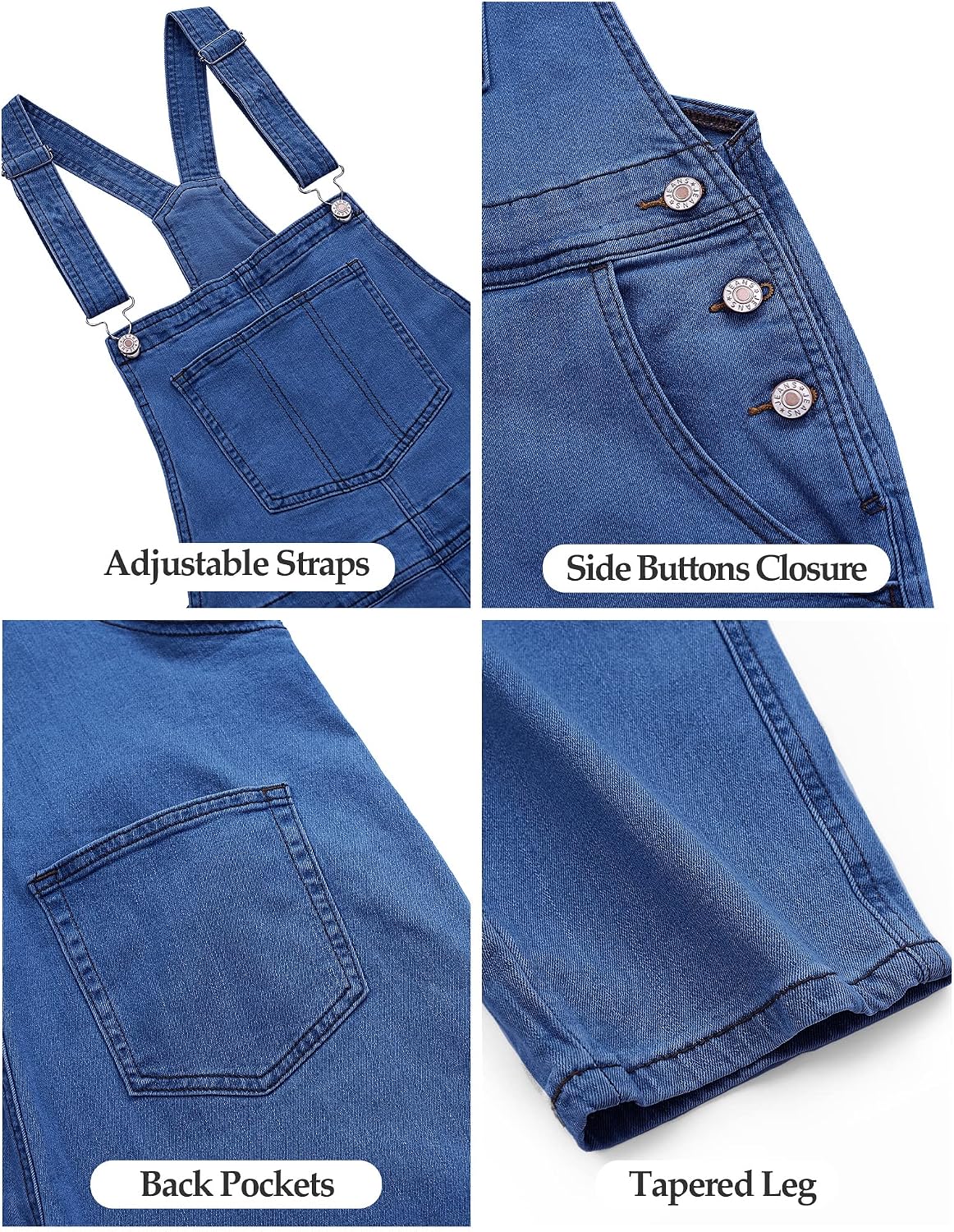 luvamia Women's Casual Stretch Adjustable Denim Bib Overalls Jeans Pants Jumpsuits
