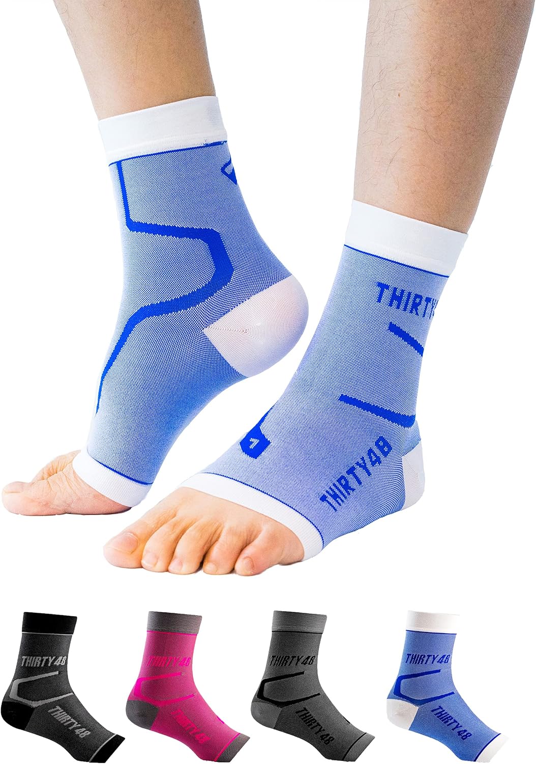 Plantar Fasciitis 20-30 mmHg Ankle Compression Socks, Foot Brace | Increase Blood Circulation, Relieve Arch Pain, Reduce Foot Swelling, Achilles Tendonitis, Open Toe Stabilizing Sleeve Wrap