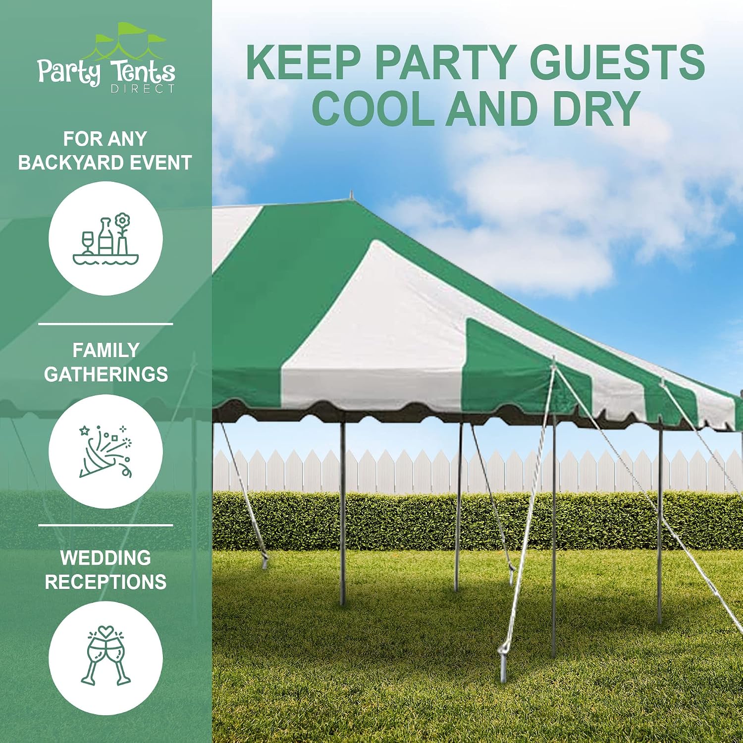 20’ x 20’ Weekender Canopy Pole Tent, Indoor and Outdoor Heavy Duty Easy Up, 80 Person Capacity Tent for Parties, Weddings, and Events, Commercial and Residential Use, PVC White Top | Easy Up Weekender Canopy Tent With 80 Person Capacity - Outdoor Canopi…