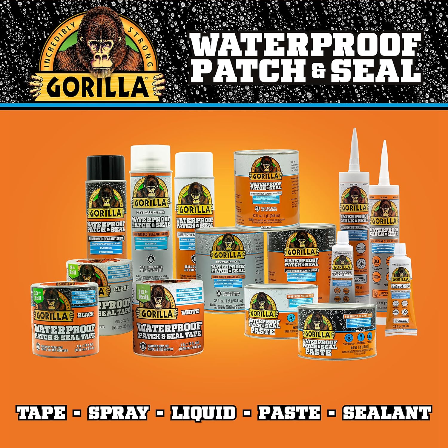 Gorilla Patch & Seal Liquid Rubber Waterproof Sealant, Black, 32 oz