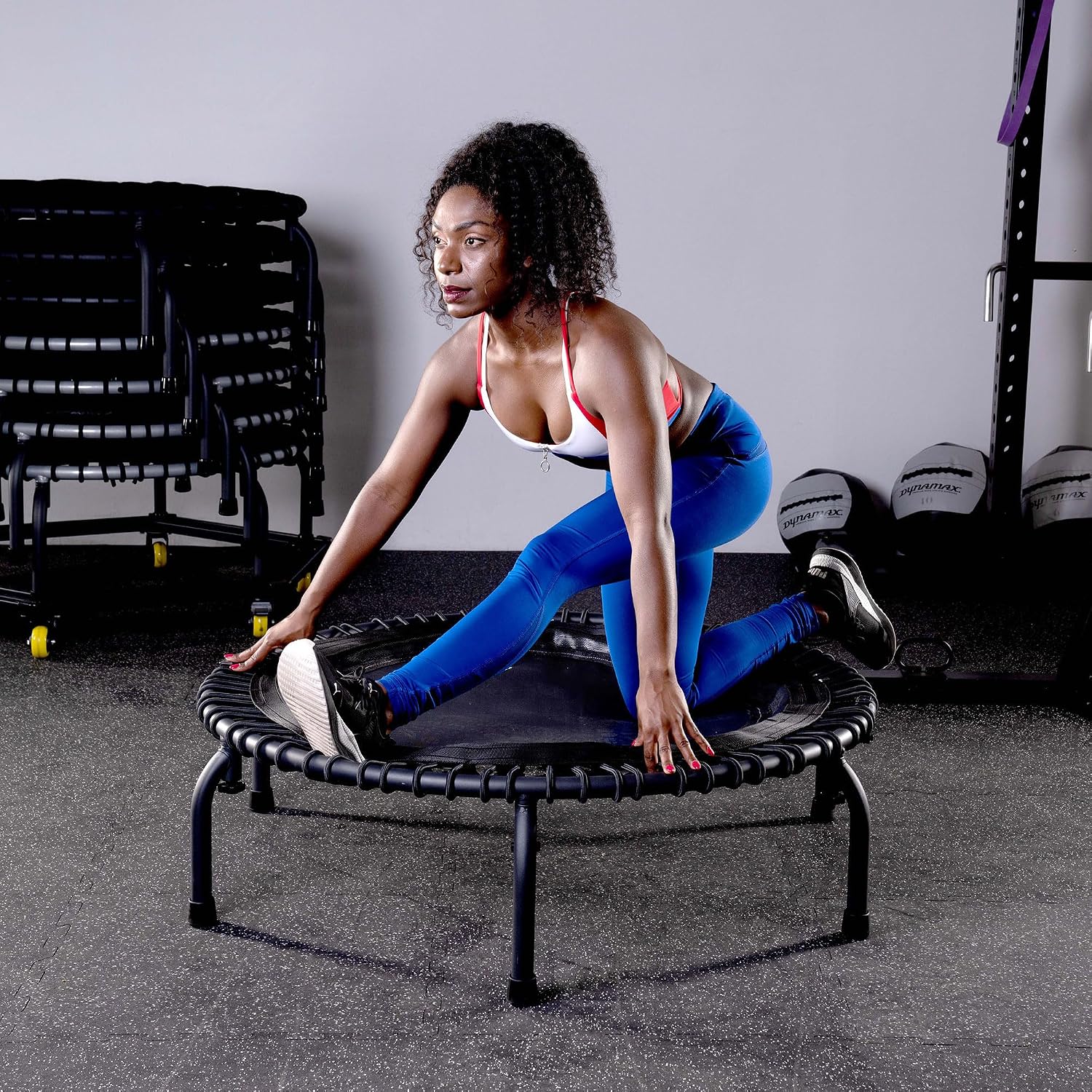 JumpSport 550 Workout Rebounder for Adults, 44" | PRO CE | Mini Exercise Fitness Trampoline Jumper with Cables | Black