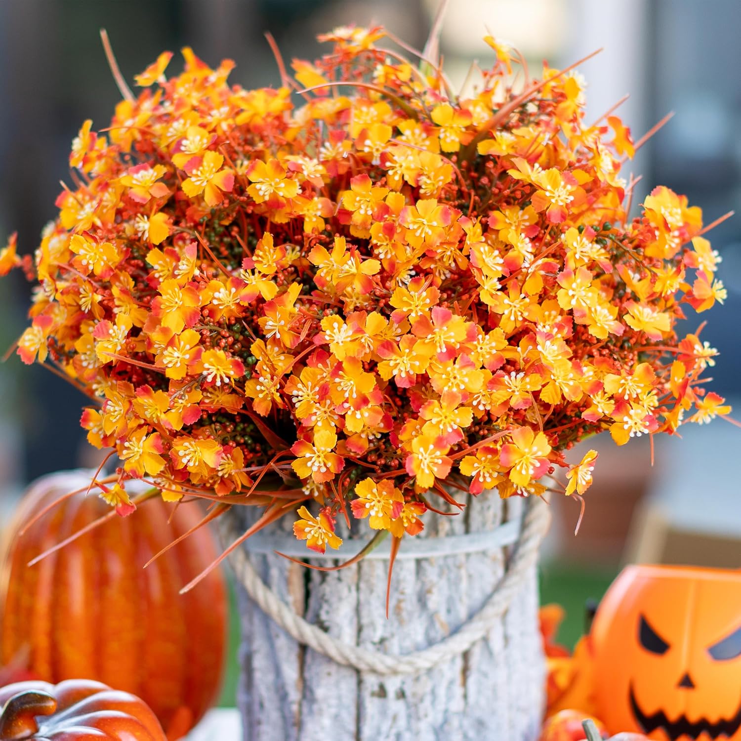 AXYLEX Artificial Flowers for Outdoors, 12 Bundles Fake Plants (Yellow) | UV resistant faux plastic flowers, no fade artificial greenery – garden, patio, porch & home