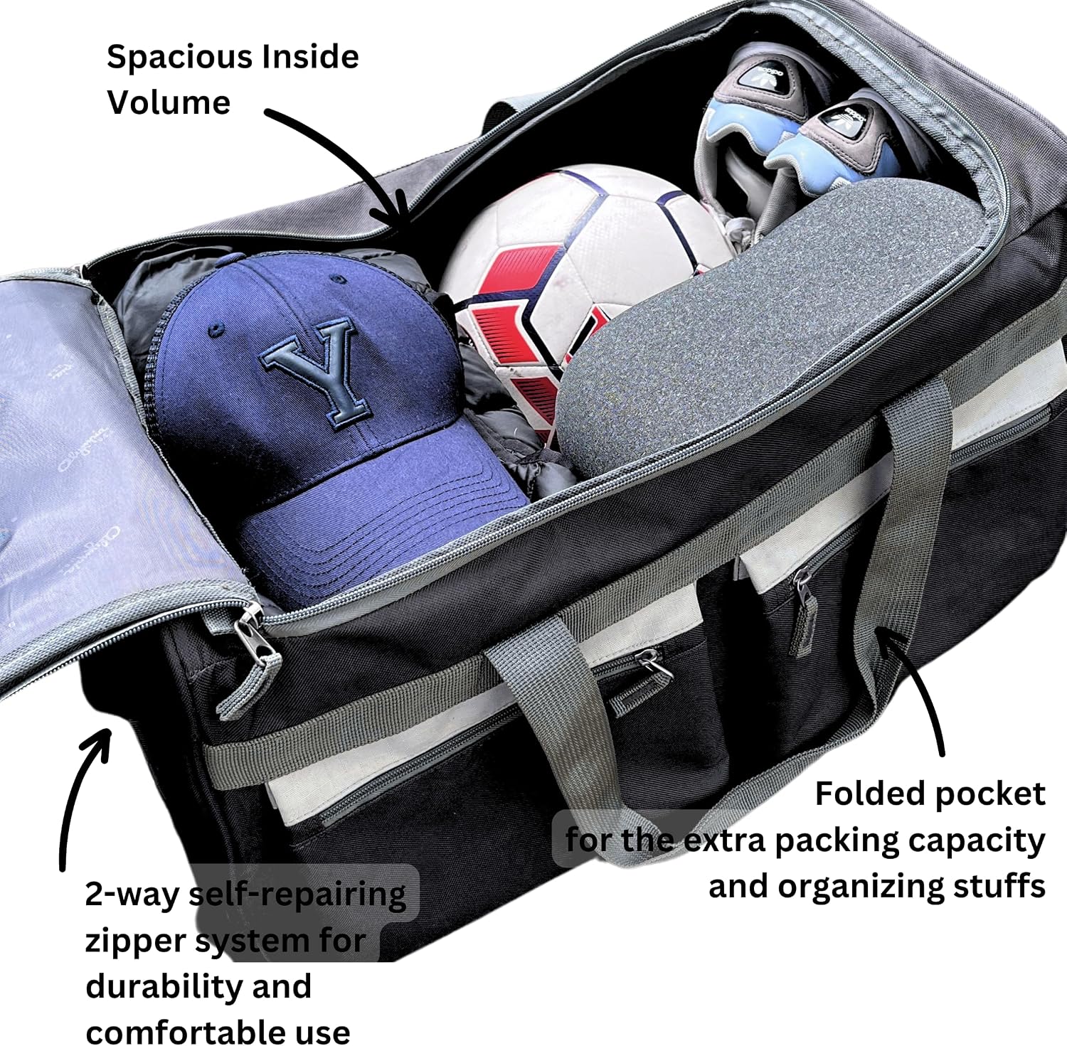 Olympia U.S.A. 33 inch Jumbo Size 8 Pockets Wheeled Rolling Duffel Bag Water Resistant Luggage Lightweight Travel Suitcase with Retractable Handle