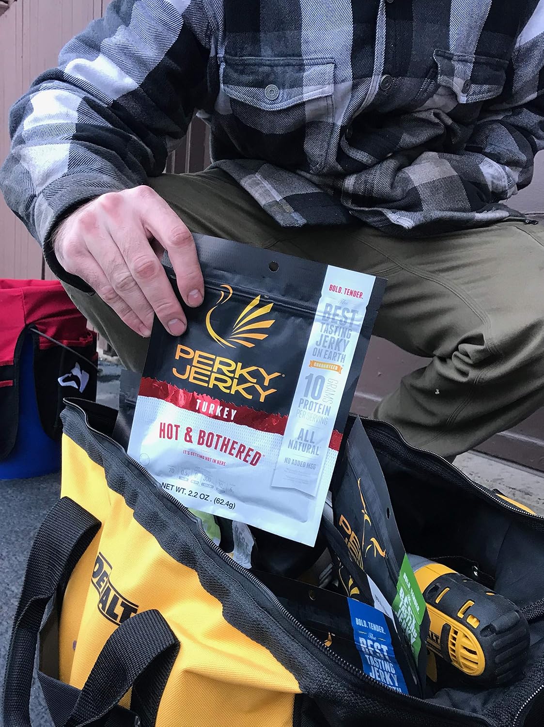Perky Jerky Original Turkey Jerky, Low Sodium - 10g Protein per Serving - Low Fat - 100% U.S. Sourced - Tender Texture and Bold Flavor, 2.2 Ounce (Pack of 12)