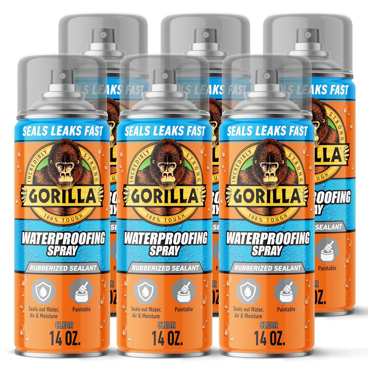 Gorilla Waterproofing Spray, Black, 16 oz, Flexible Rubberized Sealant